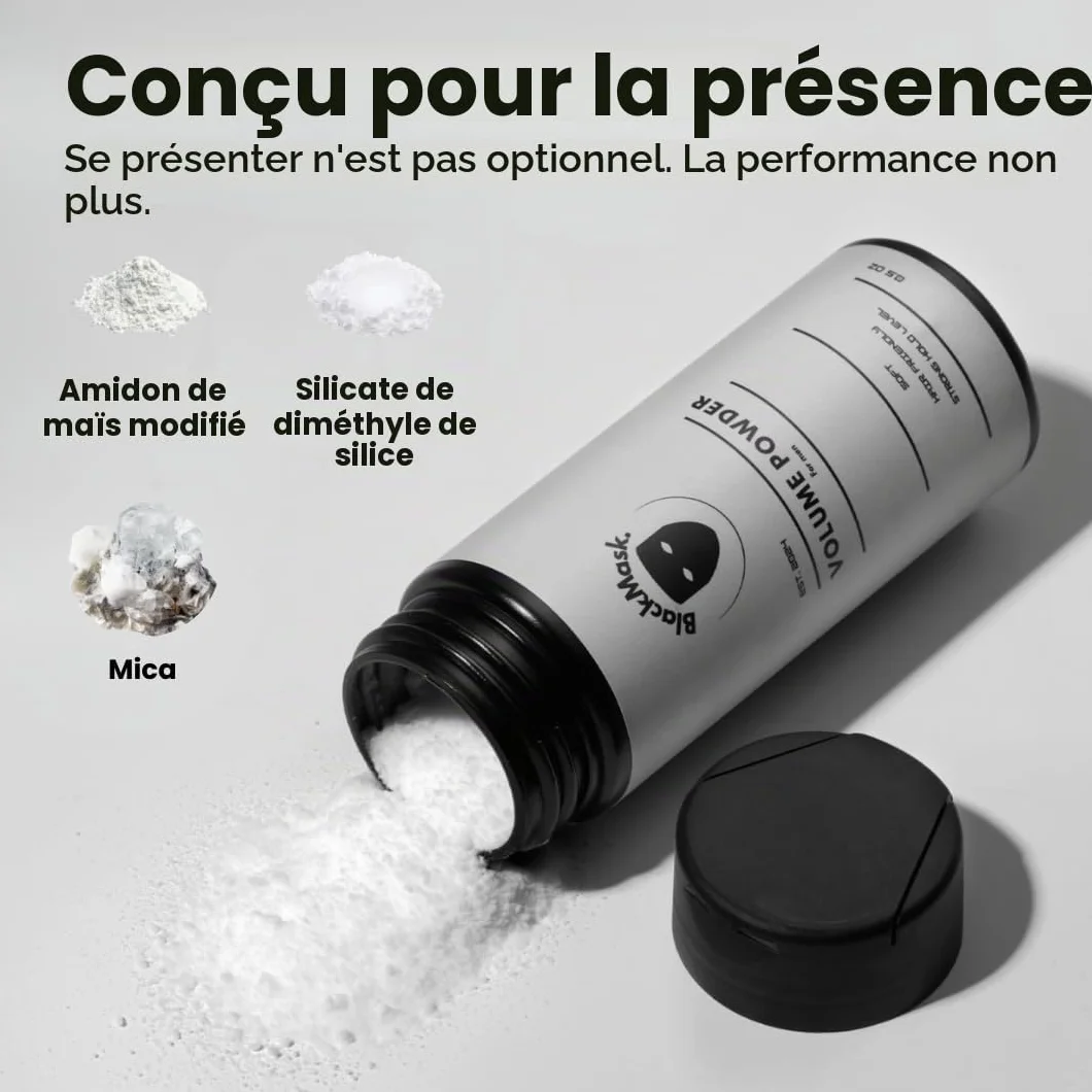 BlackMask Poudre Texturisante pour Hommes, Facile à Appliquer - Ajoute Instantanément Texture et Volume, Ingrédients Tout Naturels, Tenue Forte, Poudre pour Cheveux pour Hommes