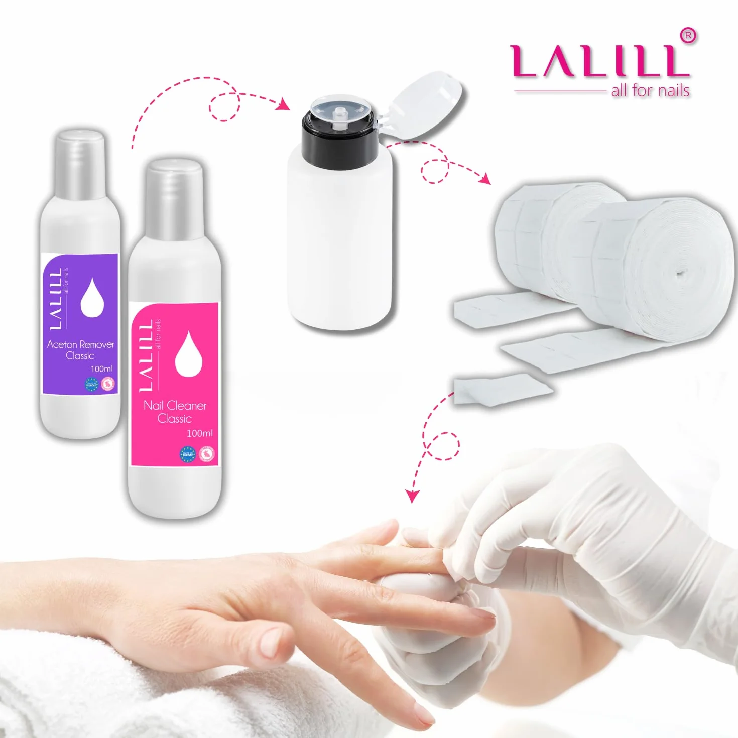 Set Cleaner Ongles Dégraissant 100 ml + Dissolvant à L'acétone 100 ml - Gel Polish Remover - Acétone UV