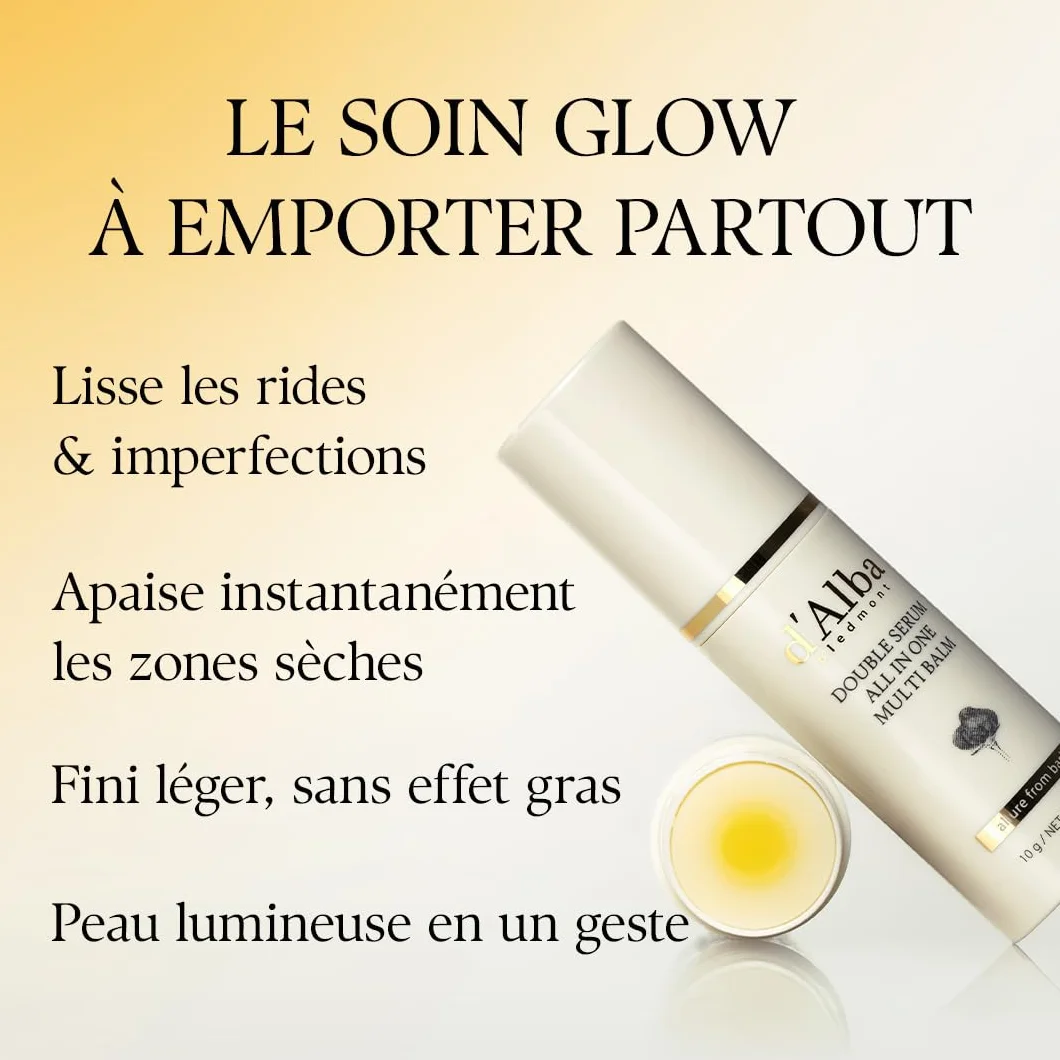 d'Alba Double Sérum à la Truffe Blanche Italienne Multi-Baume Tout-en-Un Soin de la Peau Végétalien Traitement 3-en-1 Baume des Yeux en Stick Soin Coréen