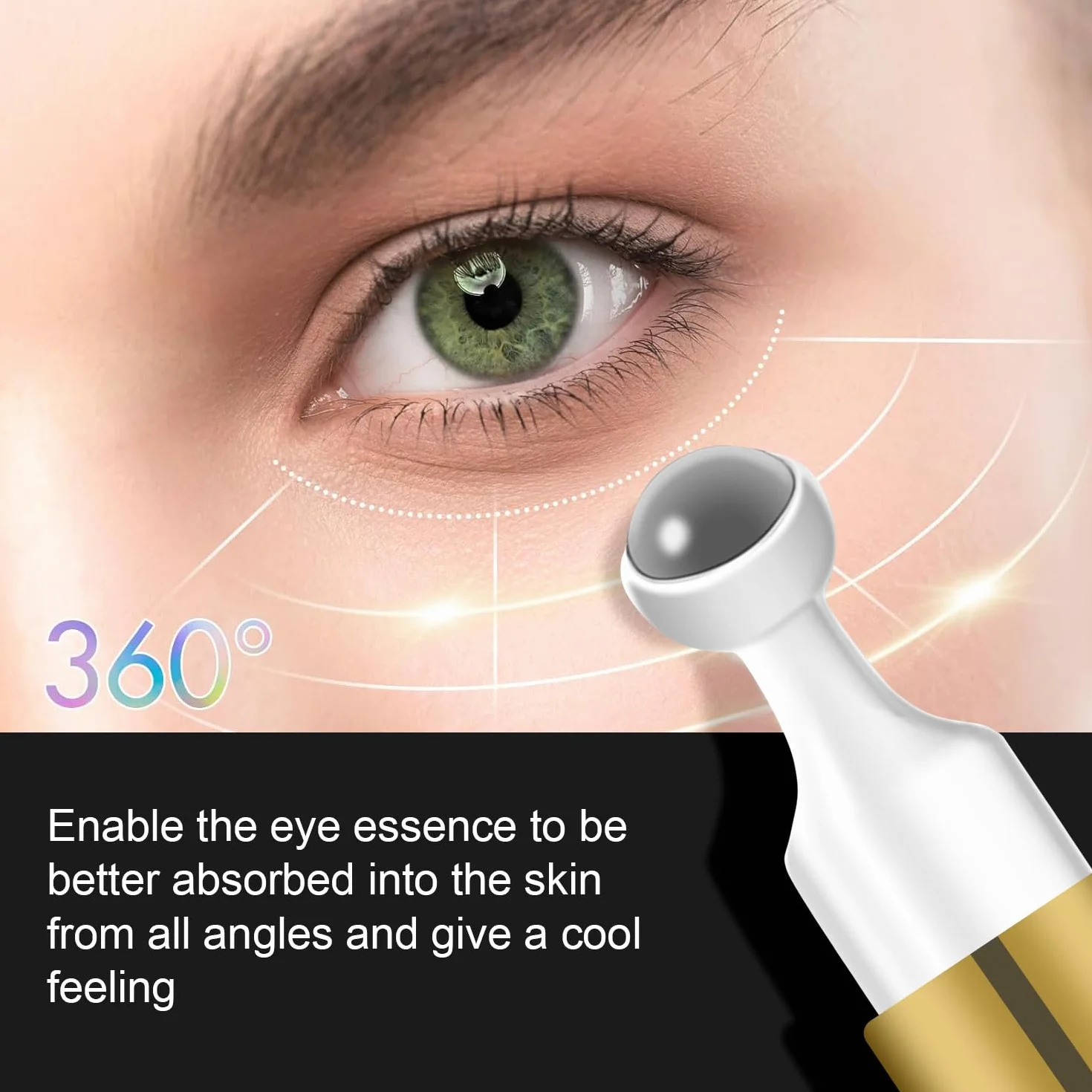 Crème contour des yeux à la caféine avec bille rotative 360°, sérum anti cernes et poches