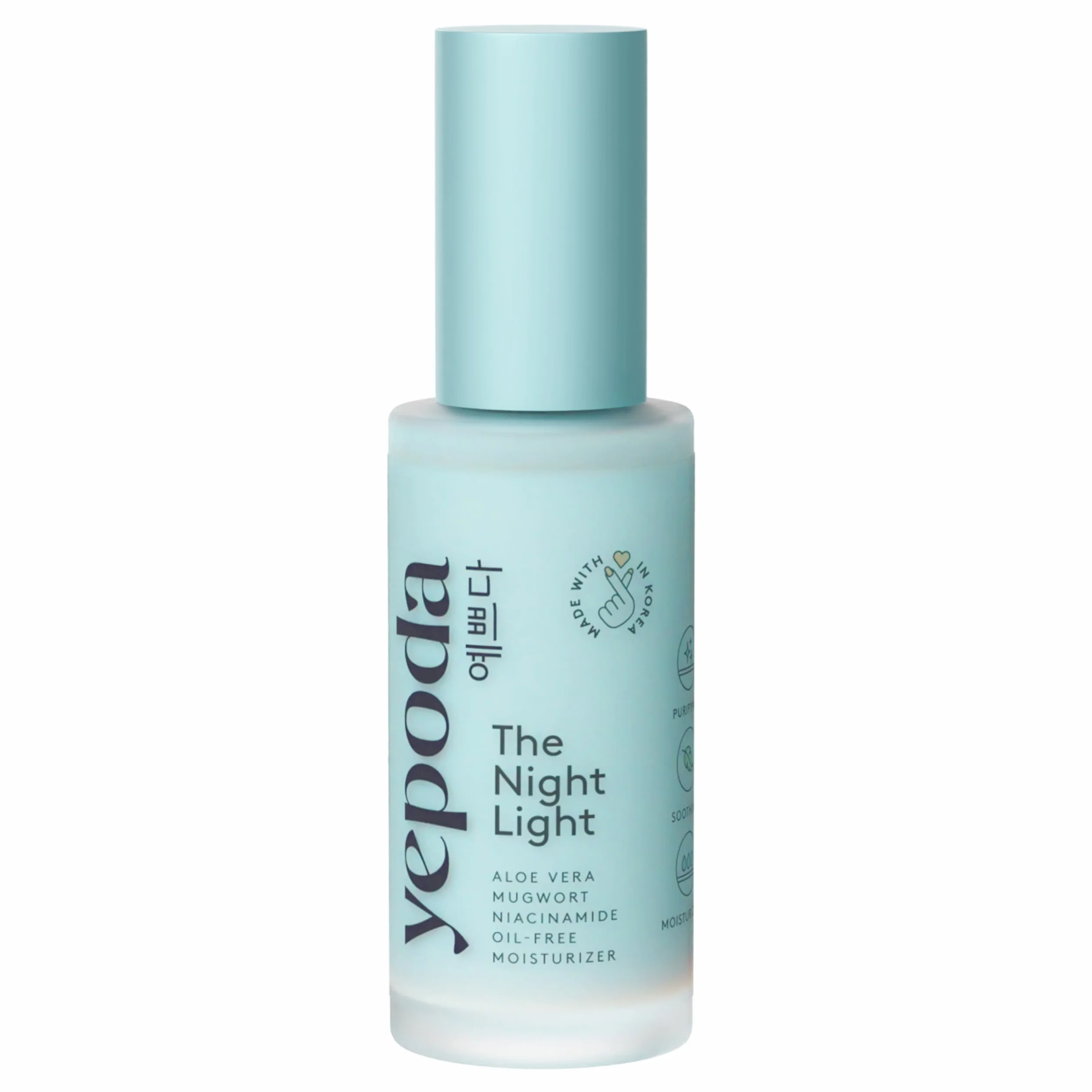 Yepoda The Night Light, Crème Hydratante Apaisante et Purifiante de Nuit Sans Huile avec Aloe Vera, Armoise et Niacinamide, Crème Visage Végane Coréenne Hydratante pour Tous Types de Peau, 50 ml