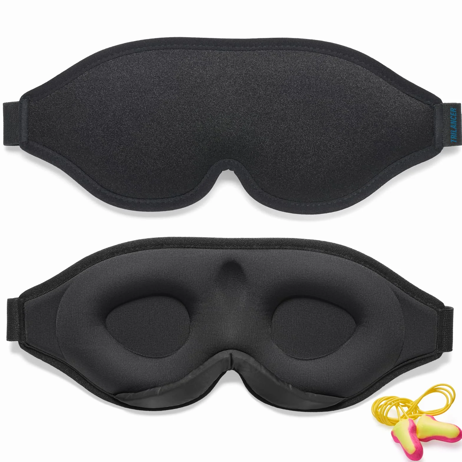 Masque de Nuit Bloque Lumière pour Dormir, Siestes, Méditation, Voyages (Noir)