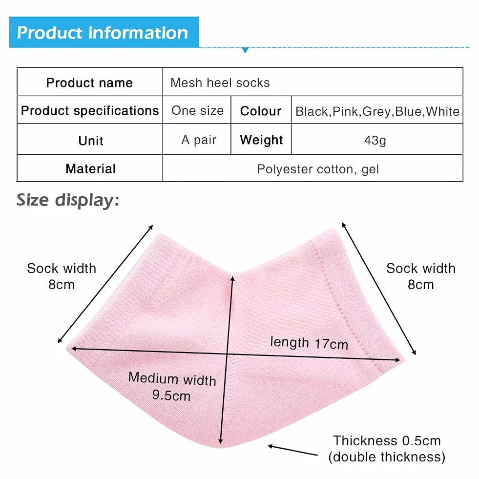 Chaussettes talon gel pour fasciite plantaire, protection éperon calcanéen, orteils ouverts