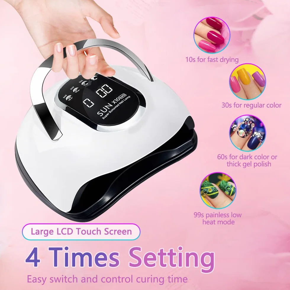 BEENLE Lampe UV LED pour Ongles, 280W Séchoir à Ongles à Séchage Rapide avec 66 LED Capteur Auto, Séchoir à Ongles Portable avec Poignée | 4 Réglages de Minuterie | Espace Plus Grand | Un Accessoire