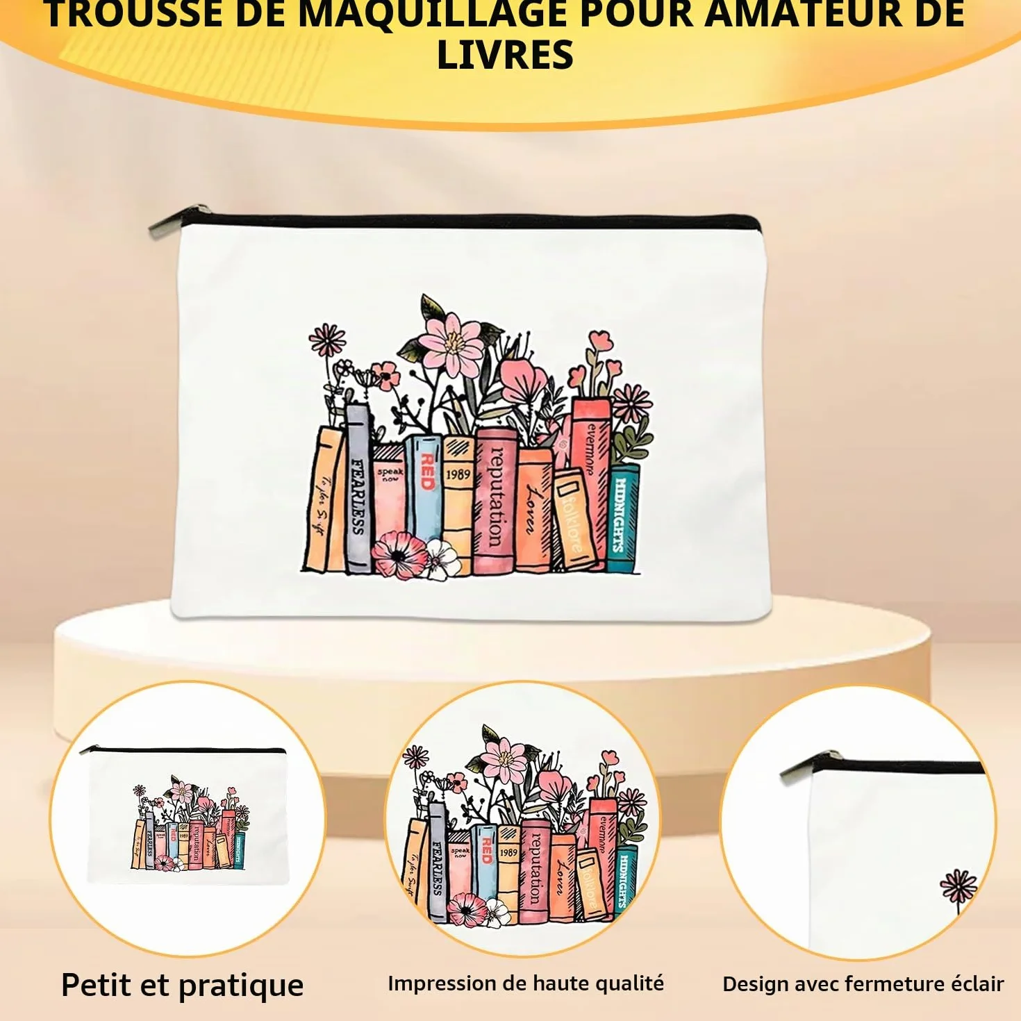 Onperpoe Cadeau d'anniversaire pour les amateurs de livres avec sacs fourre-tout, sacs cosmétiques, bouteilles en verre, bibliothécaire, bibliothécaire, cadeau pour lecteurs, enseignants, étudiants