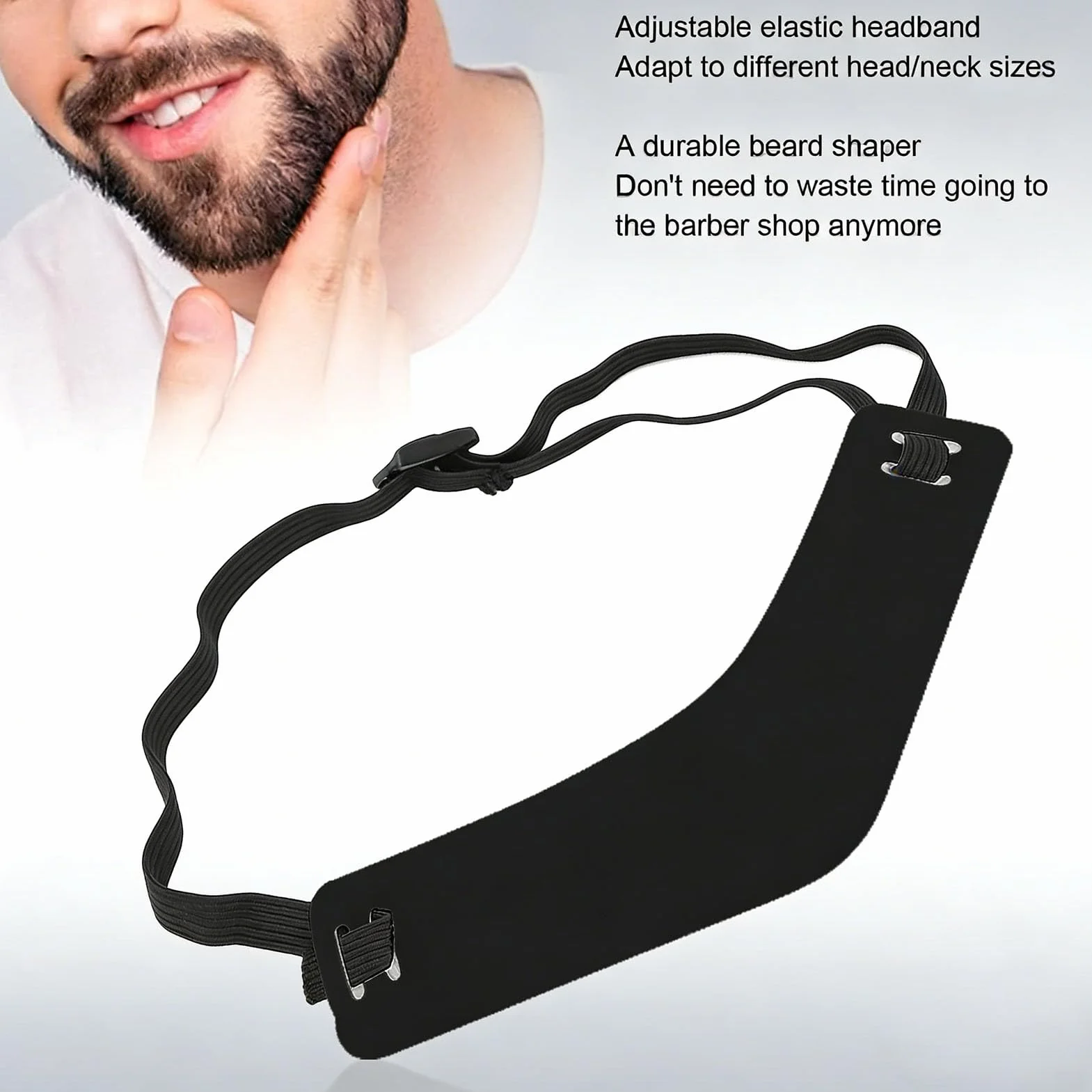 Guide de Taille de Barbe avec Bandeau Ajustable, Gabarit Flexible pour Mise en Forme Précise de la Barbe, Outil de Coiffage