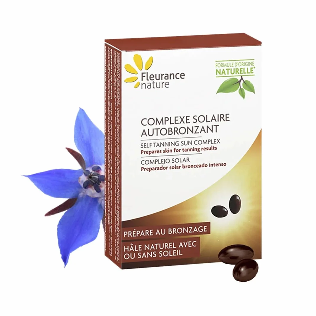 Fleurance Nature - Complexe Solaire Autobronzant Teint Hâlé Lumineux et Préparation Peau - Complément Alimentaire Antioxydant à l'Huile de Bourrache - Format 2 Mois