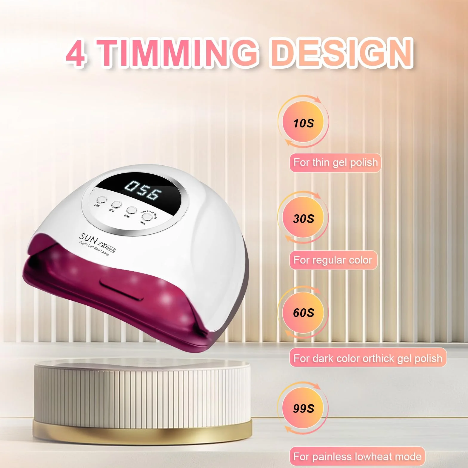 Lampe à ongles UV LED 320 W,lampe professionnelle pour séchage de vernis à ongles avec 72 perles,lampe à ongles UV avec 4 réglages de minuterie,sèche-vernis à ongles avec capteur automatique,écran LCD