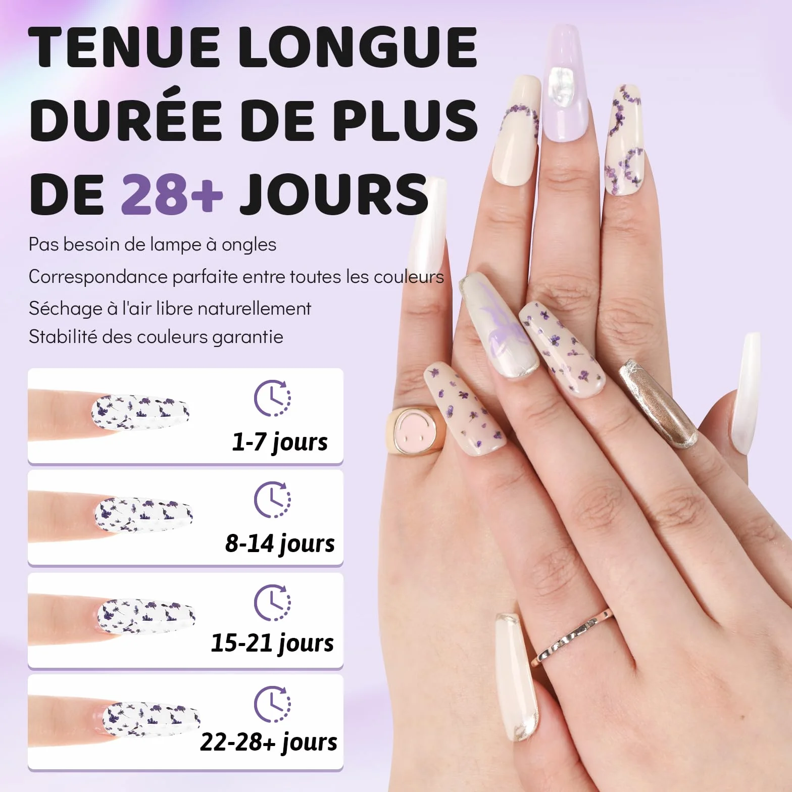 Aokitec Poudre à Tremper Fleurs Séchées Violettes 1 oz Nail Art Décoration
