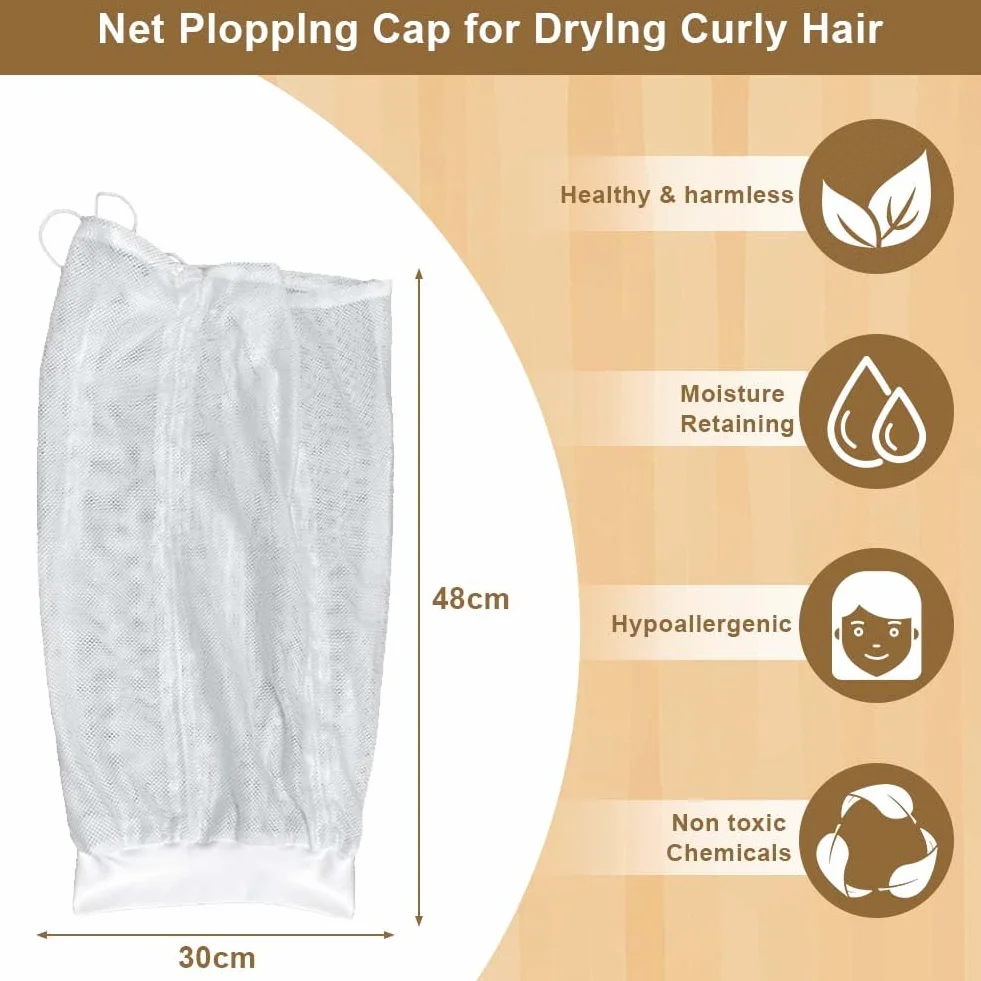 LOPHE Bonnet Net Plopping pour Cheveux Bouclés avec Cordon de Serrage Réglable