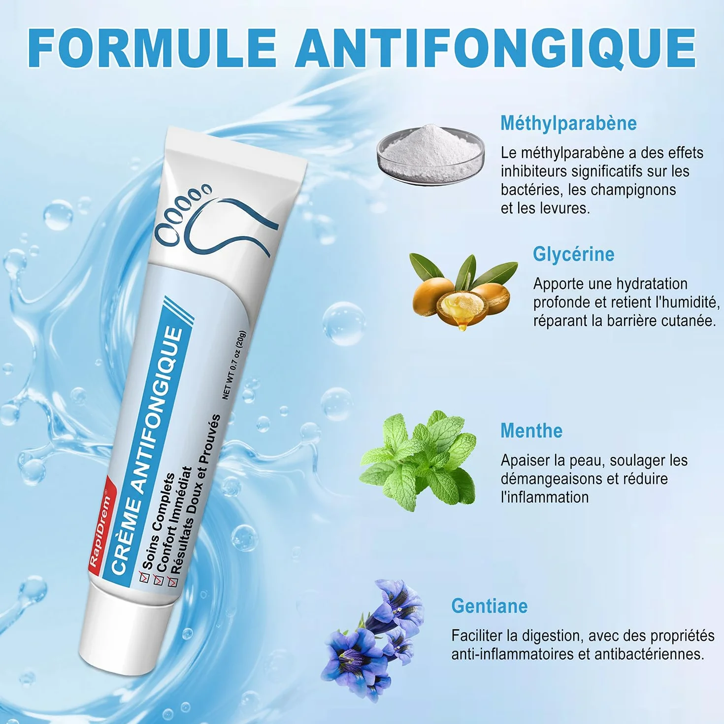 Crème Antifongique 20g - Soin Peau Mycose Pied