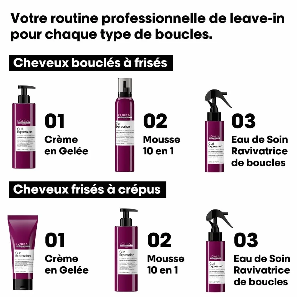 L'OREAL PROFESSIONNEL Curl Expression Soin Cheveux Bouclés Frisés Crépus 12x Plus Définies Glycérine Végétale Urée Sans Sulfate Ni Silicone