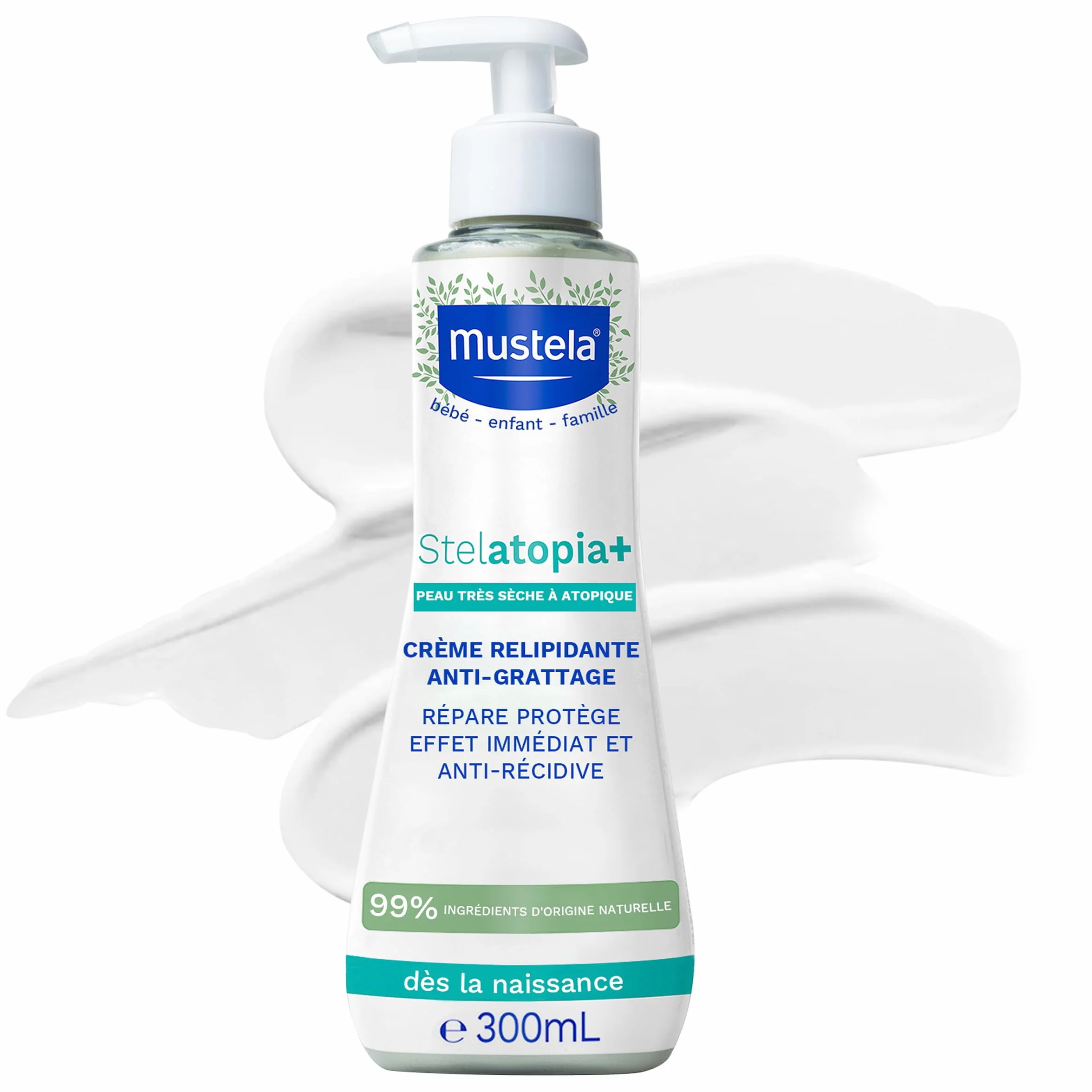Mustela Stelatopia+ Crème Corps Relipidante Anti-Grattage BIO Peau Très Sèche Atopique Eczéma 99% Ingrédients Naturels Sans Parfum