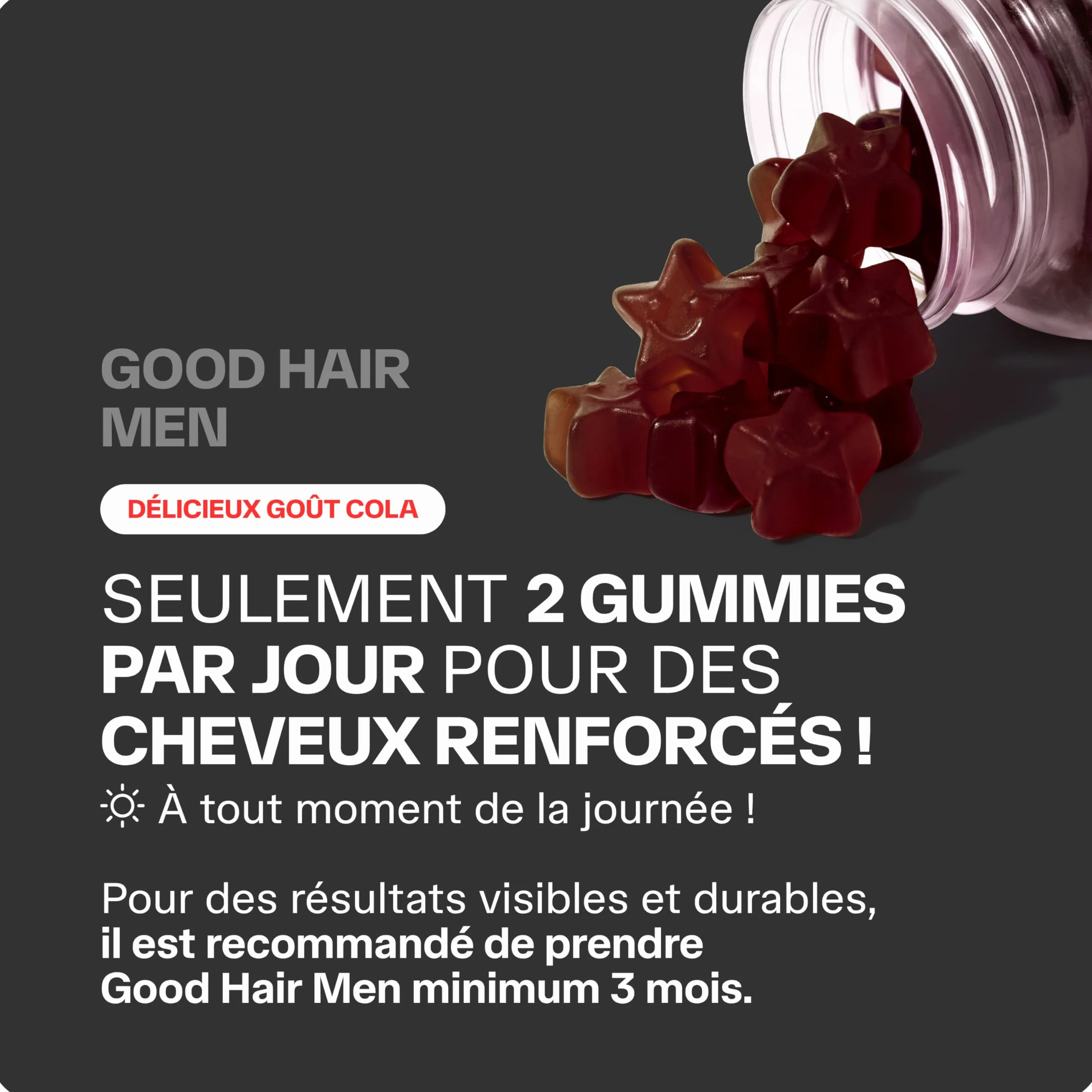 Lashilé Beauty Complément Alimentaire Anti-Chute Cheveux & Renforcement Capillaire Croissance & Densité Good Hair Men Zinc Maca 60 Gummies