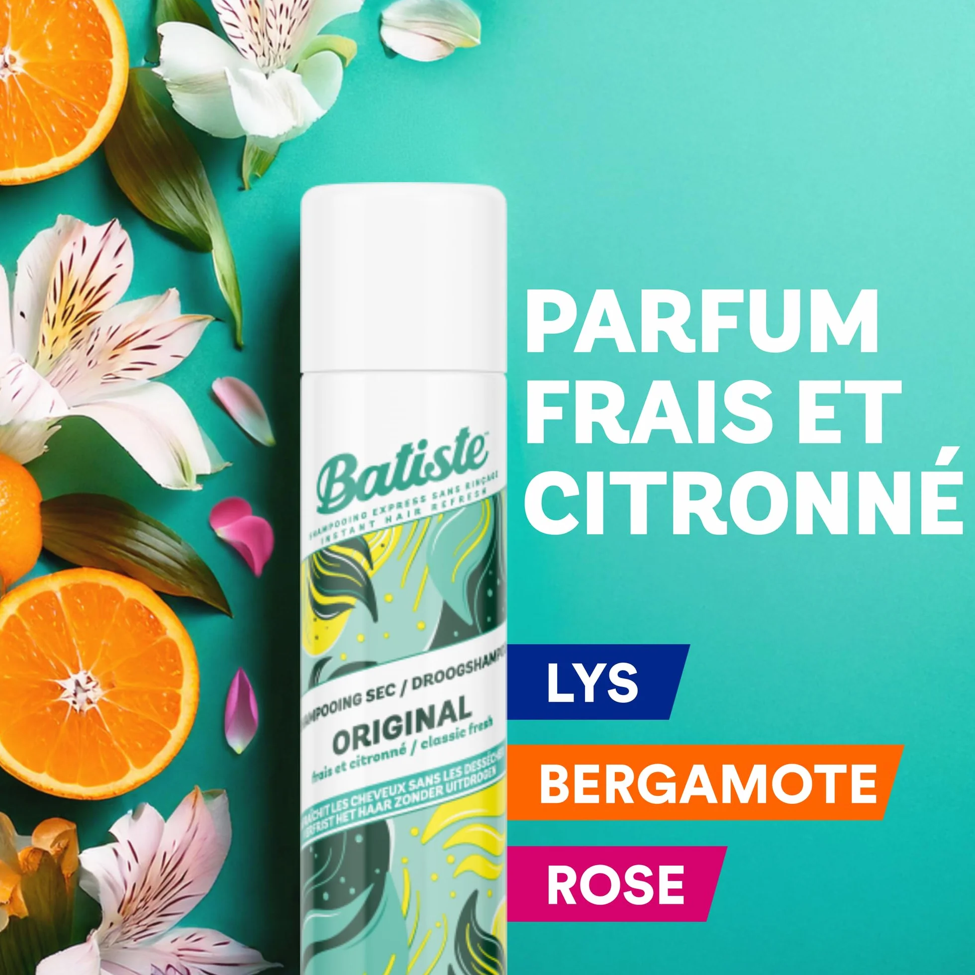 Batiste Shampooing Sec Original Grand Format 280ml Parfum Citronné