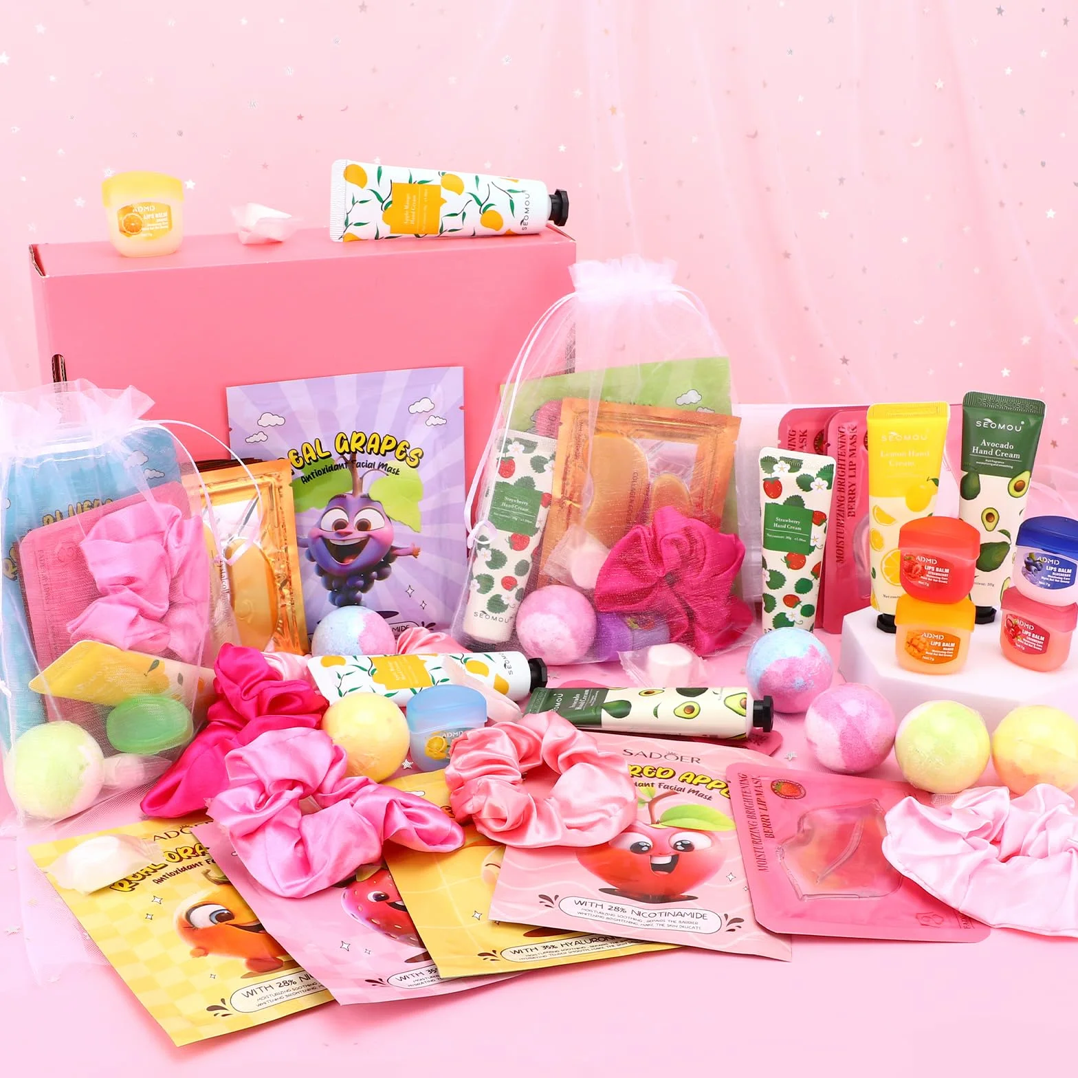 Coffret Cadeau Femme Spa Anniversaire 80 pces Bain et Soins Masques Crèmes Mains Bombes Baumes Lèvres Noël Maman Amie
