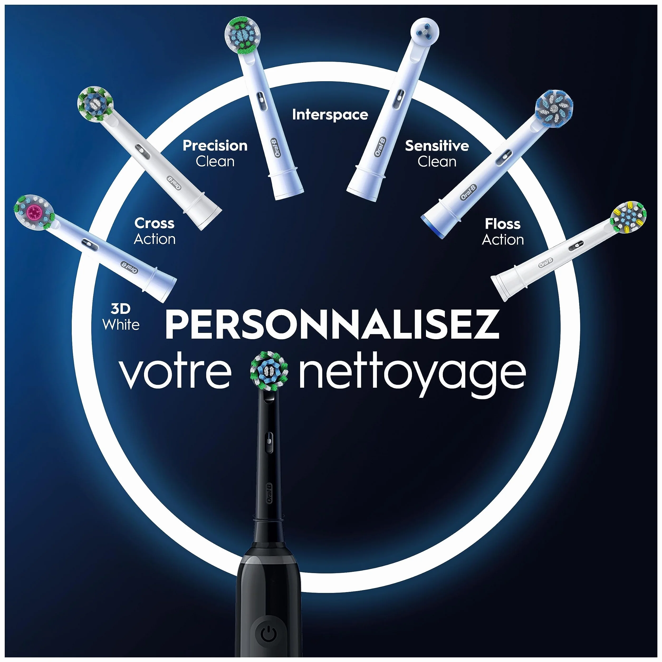 Oral-B Pro 3 Brosse À Dents Électrique Noire, Capteur De Pression, 3 Brossettes De Rechange, Chargeur