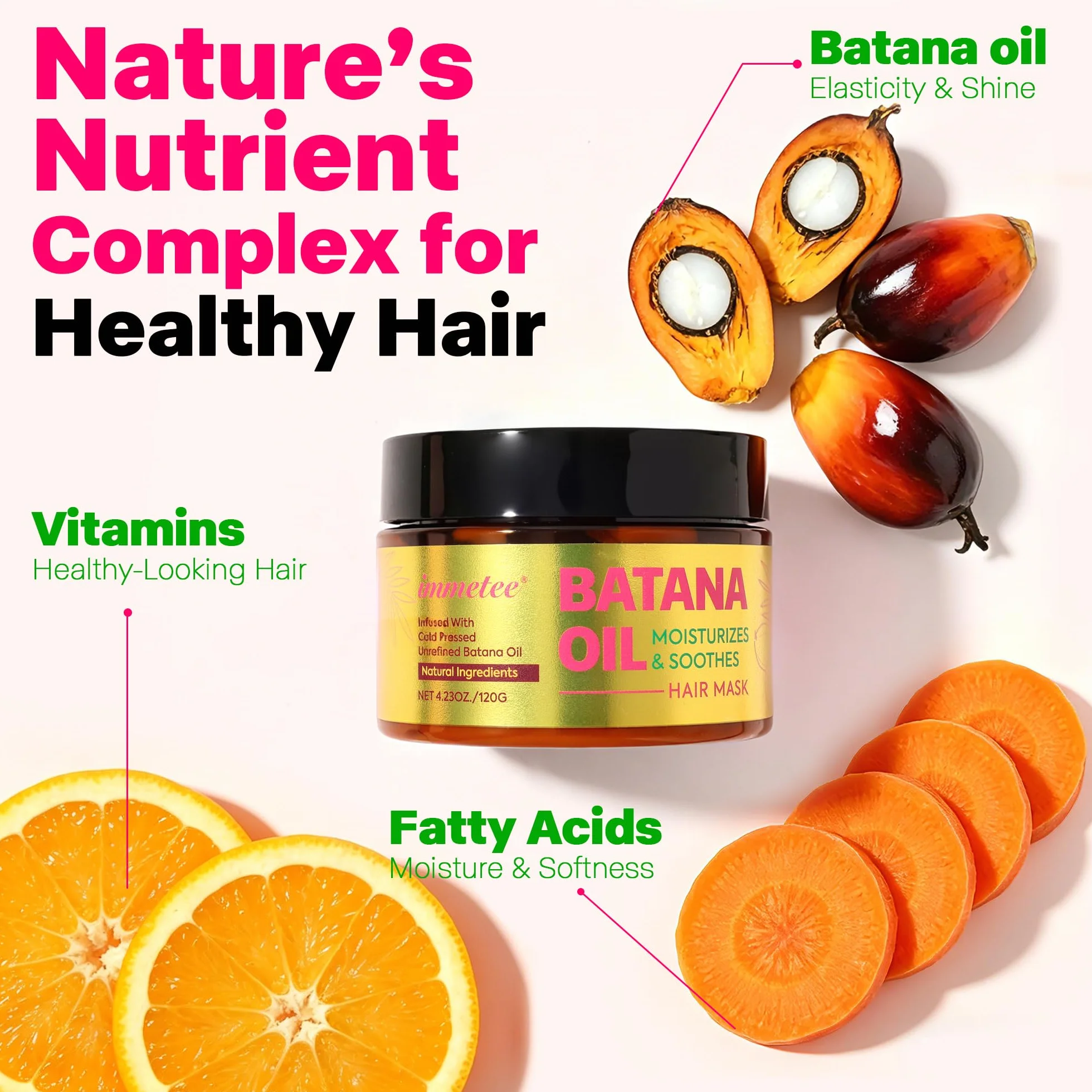 Kit huiles Batana immetee, Masque capillaire Batanas, Soin cuir chevelu cheveux secs crépus, Huile nourrissante profondeur cheveux secs colorés