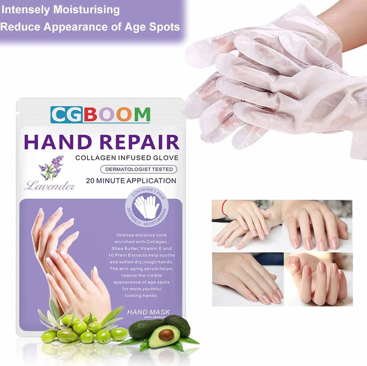 Masques hydratants et exfoliants pour les mains - Lot de 5 - Gants nourrissants pour peau sèche et craquelée