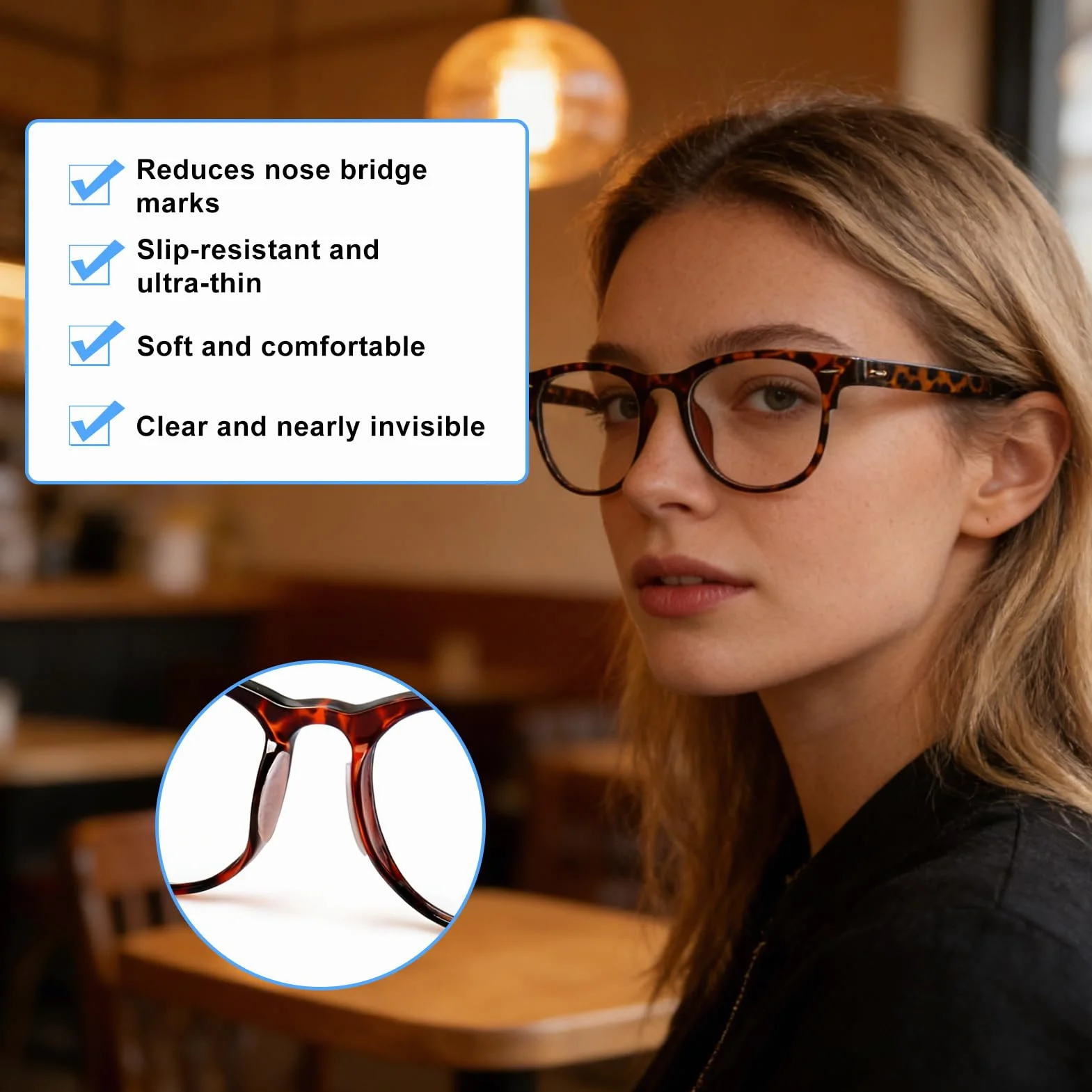 Coussinet Lunettes Nez Silicone Autocollant D-Type 30 Paires Transparent Anti-Glissement Anti-Maquillage