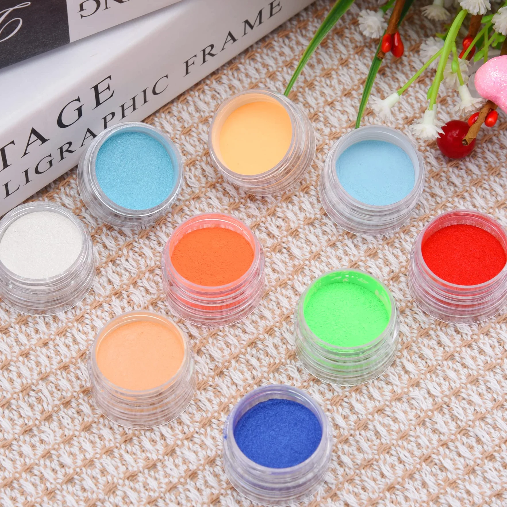 Poudre à Ongles Pigment Fluorescente 54 Couleurs Nail Art Poudre Iridescent Duufin