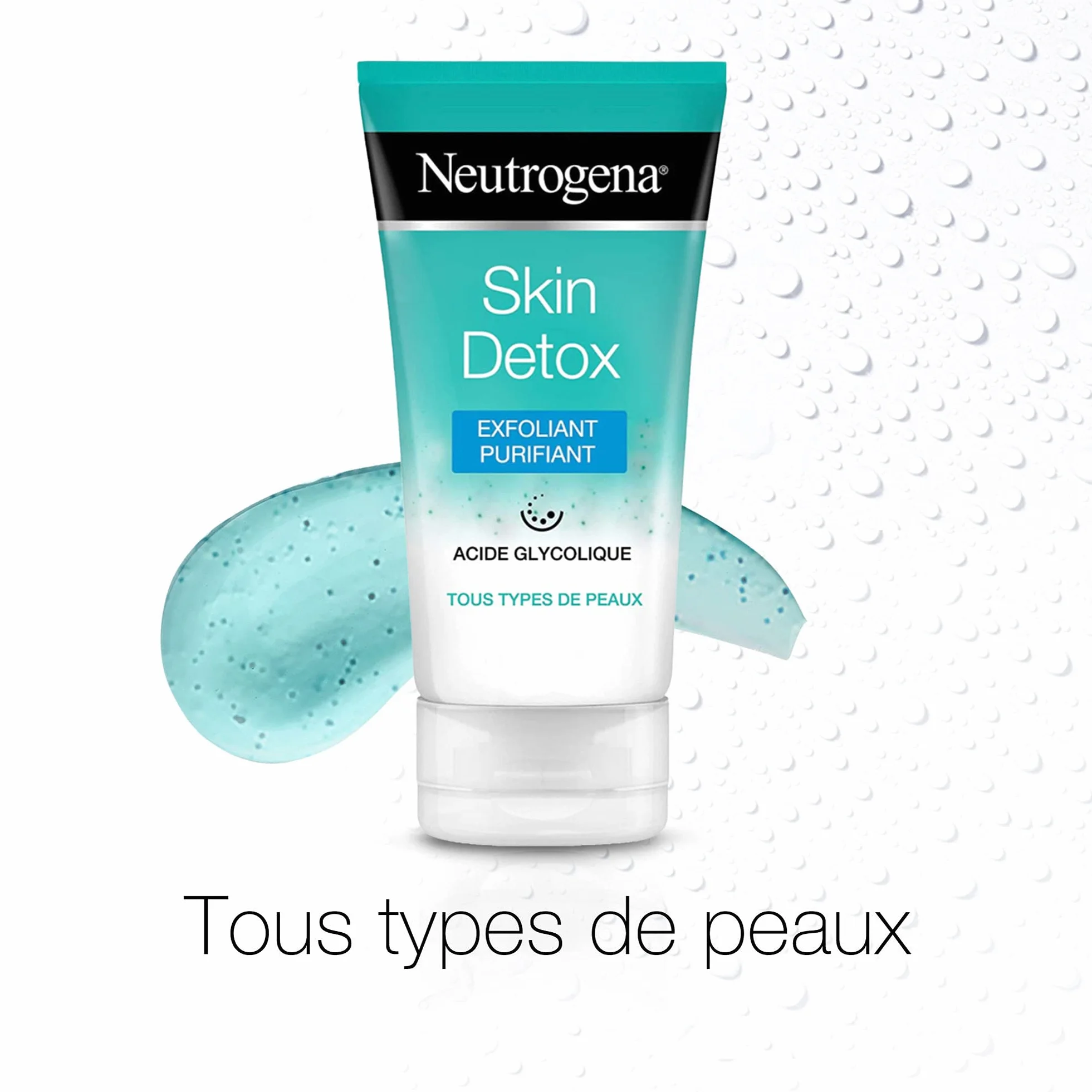 Neutrogena Gel Nettoyant Exfoliant Purifiant Skin Detox 150 ml Acide Glycolique Soin Visage Anti-Pollution