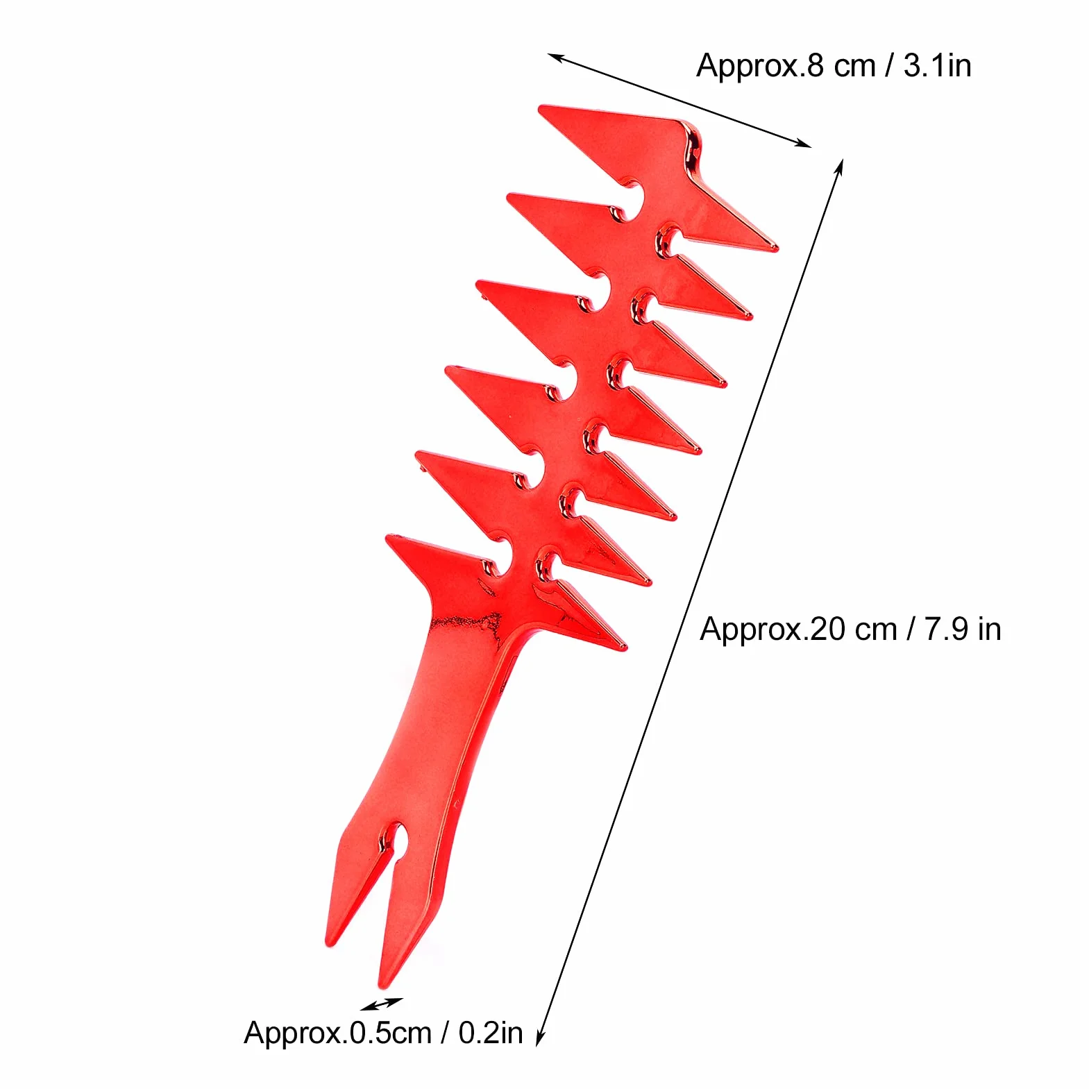 Peigne de Cheveux à Dents Larges Double Face 20 cm Rouge Plastique Rétro