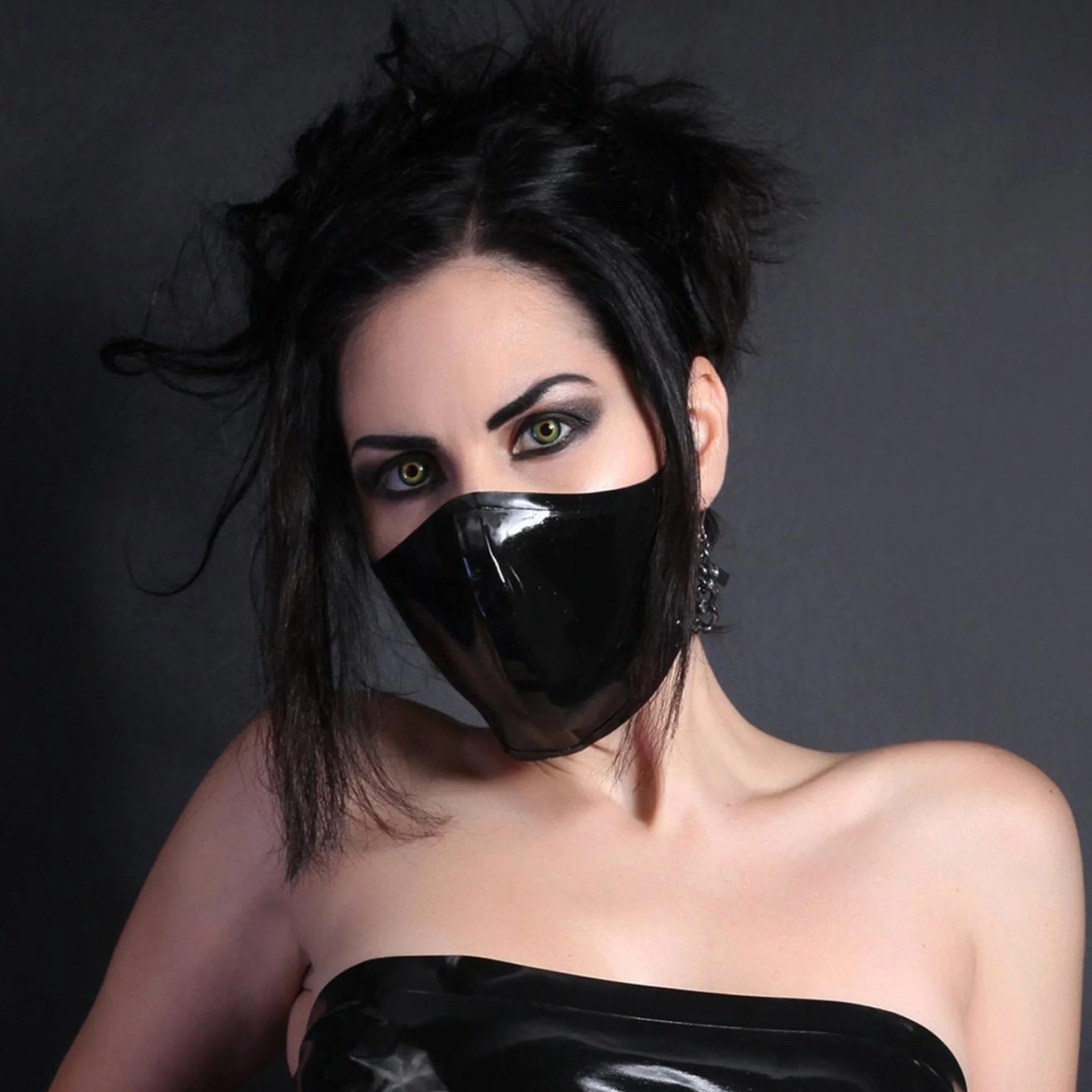 Masque facial réglable en latex noir lavable 1 pièce