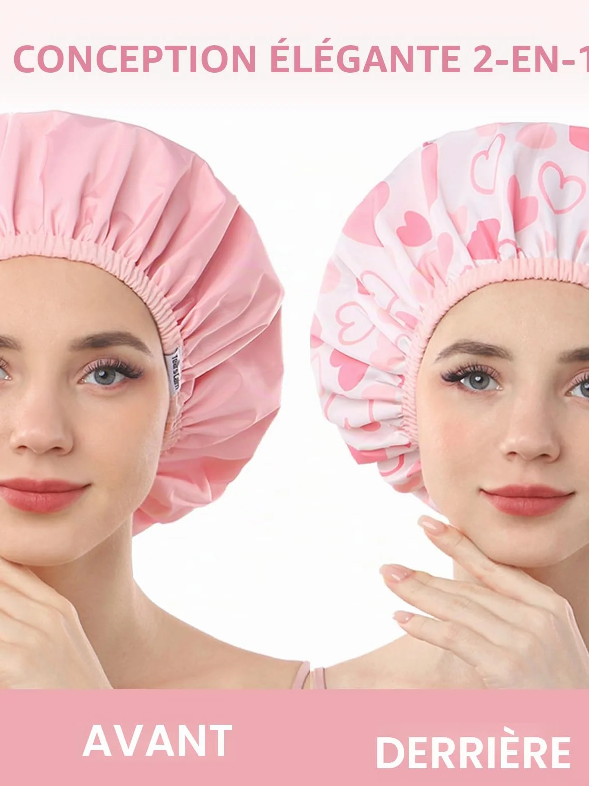 Bonnet de douche réutilisable imperméable double couche, protège les cheveux, motif et uni, pour douche spa cuisine