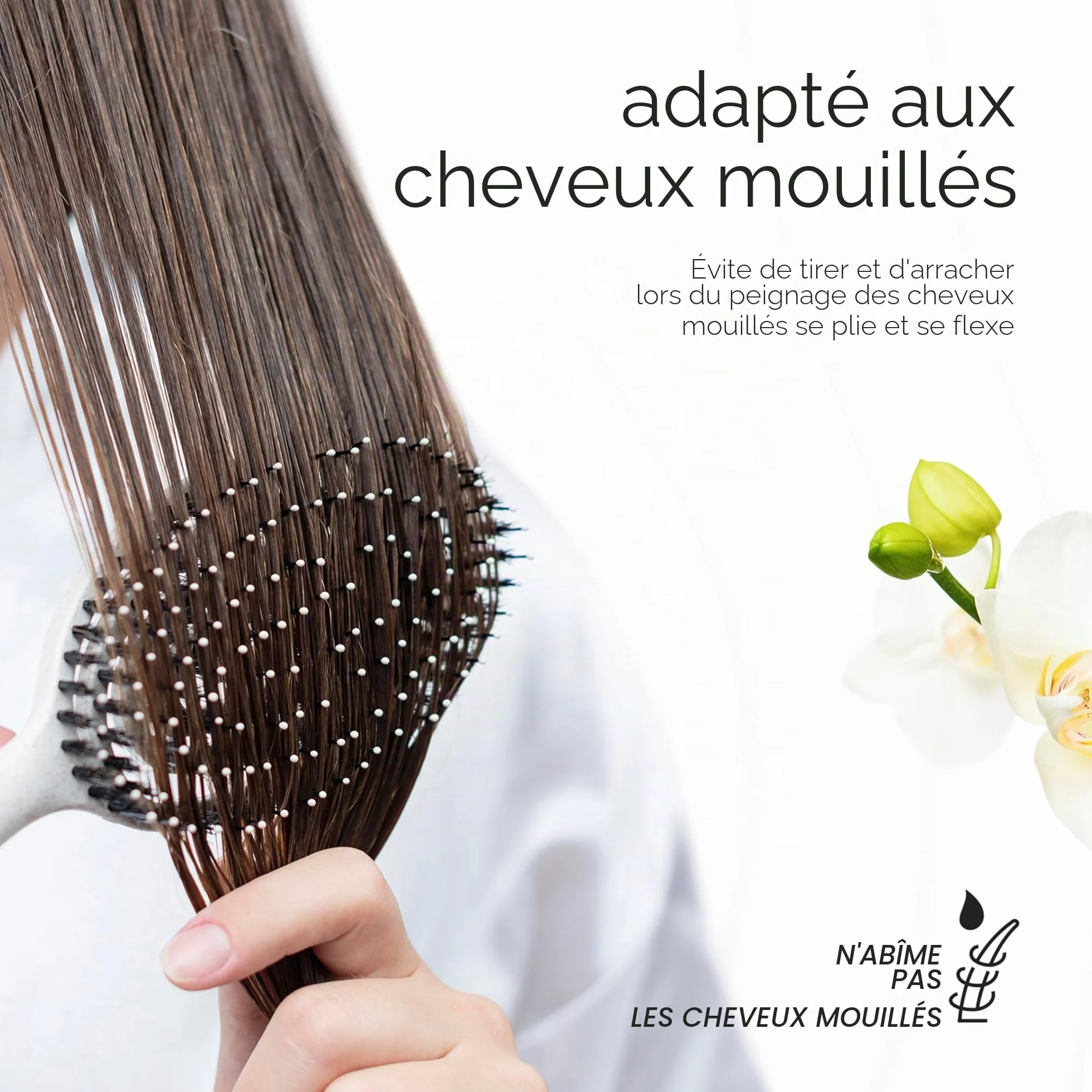 FABCARE Brosse Cheveux Poil Sanglier Démêlante Double Ressort Spirale Magique Sans Tirer Professionnelle Beige