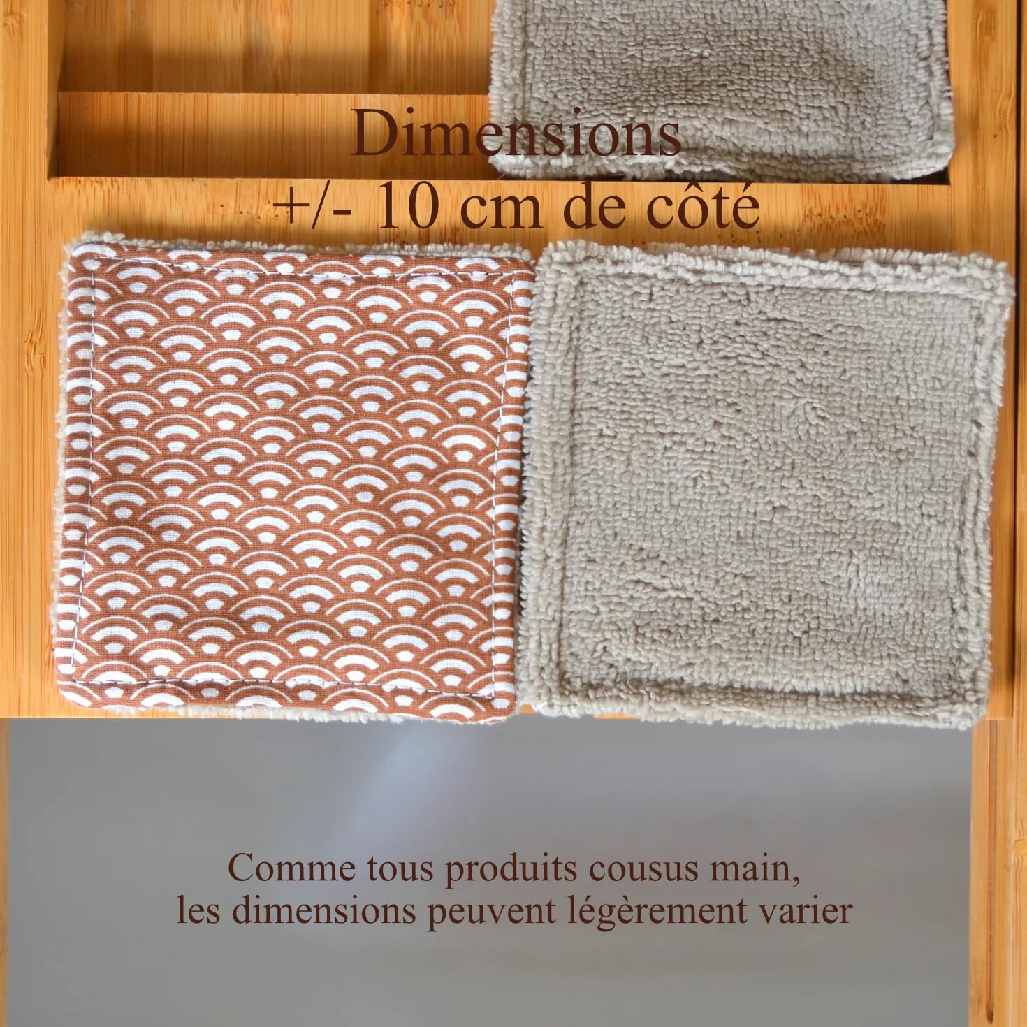 Lingettes démaquillantes lavables bambou cotons réutilisables lot de 7 Cappuccino