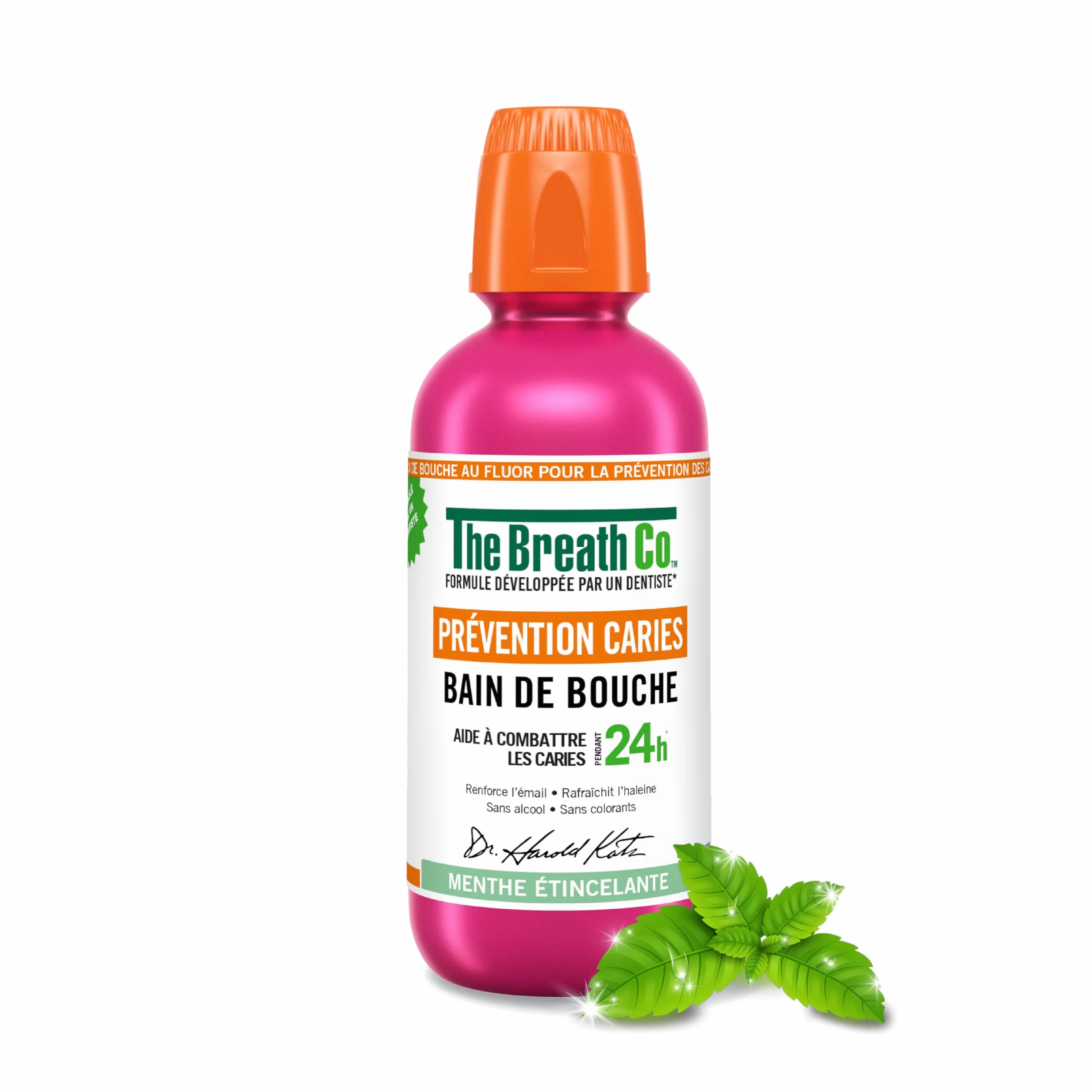 The Breath Co. Bain de Bouche Sans Alcool Prévention Caries 500ml Haleine Fraîche 12h Menthe étincelante