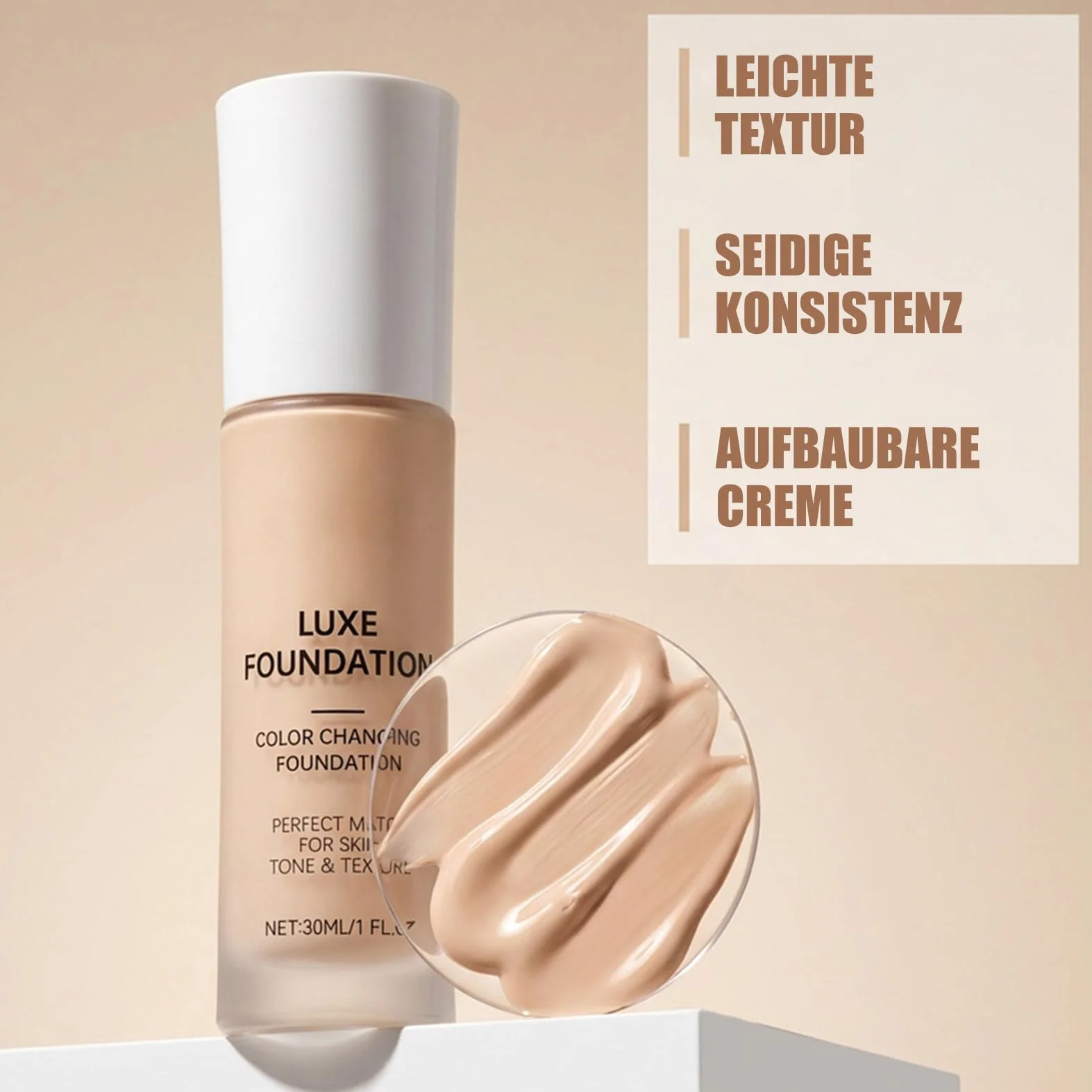 Fond de teint couleur changeant pour peaux matures, imperméable, correcteur couverture complète, crème CC finition