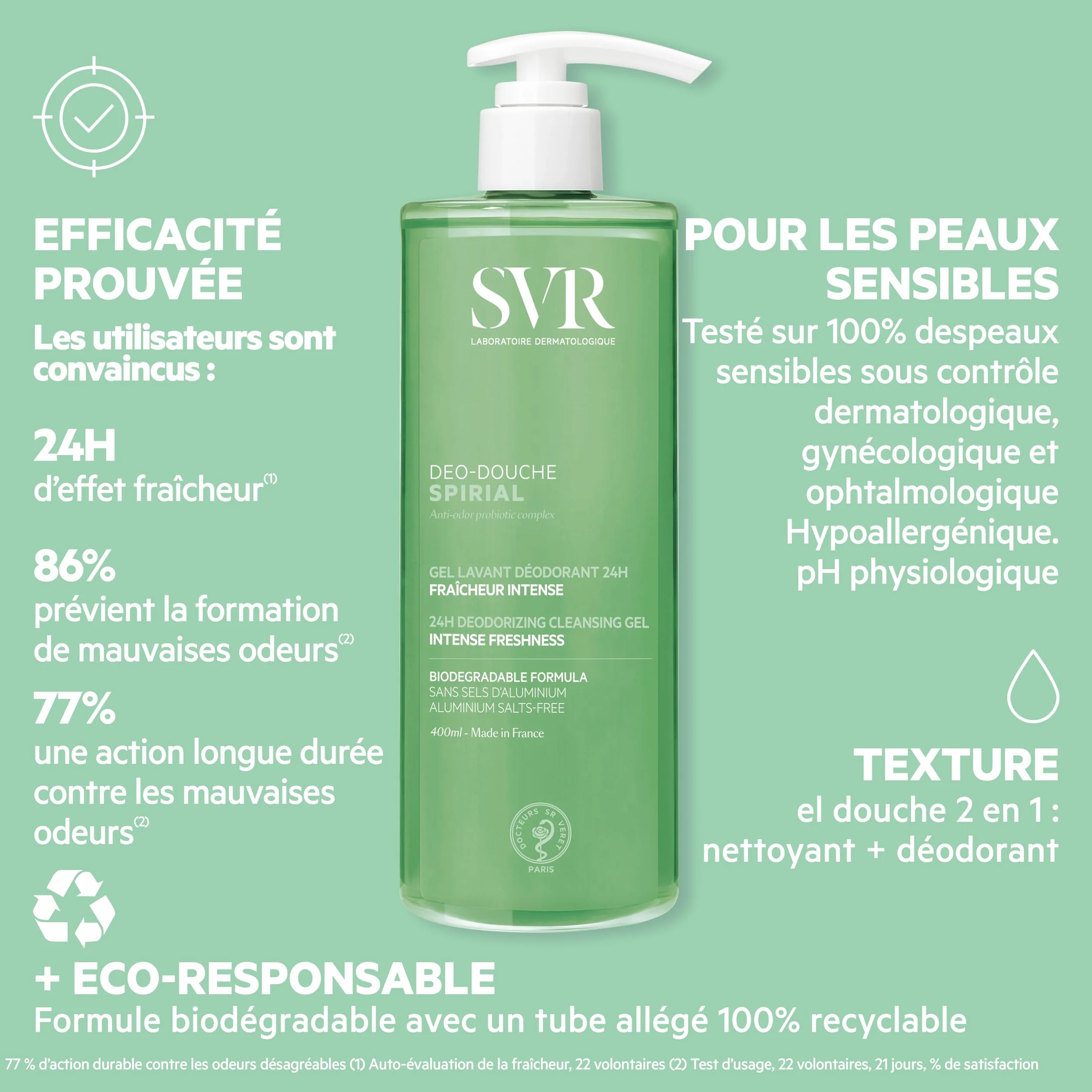 SVR Spirial Déo-Douche Gel lavant déodorant 24h 200 ml