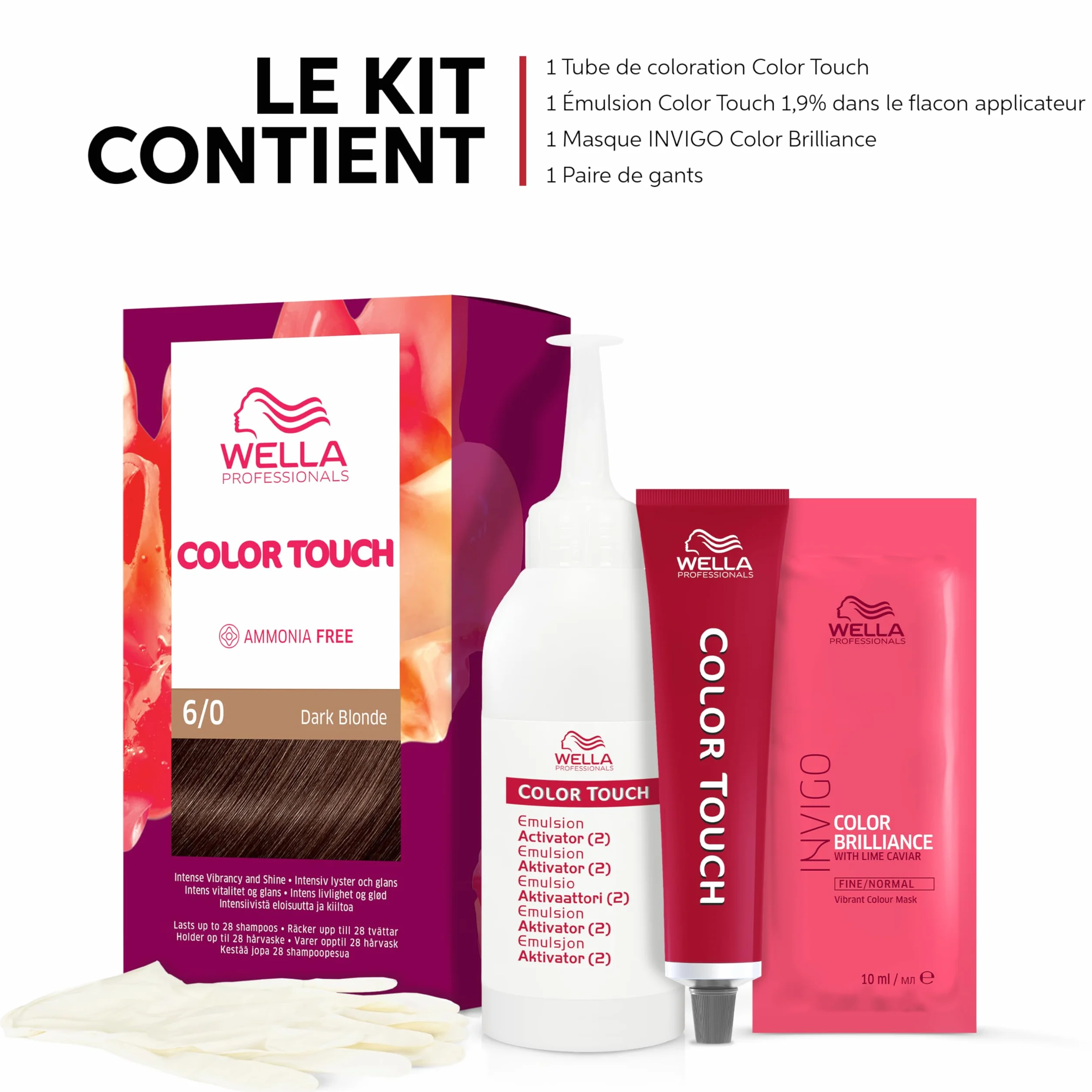 Wella Professionals Color Touch Fresh-Up-Kit - Kit de coloration semi-permanente 6/0 Dark Blonde - Blond Foncé