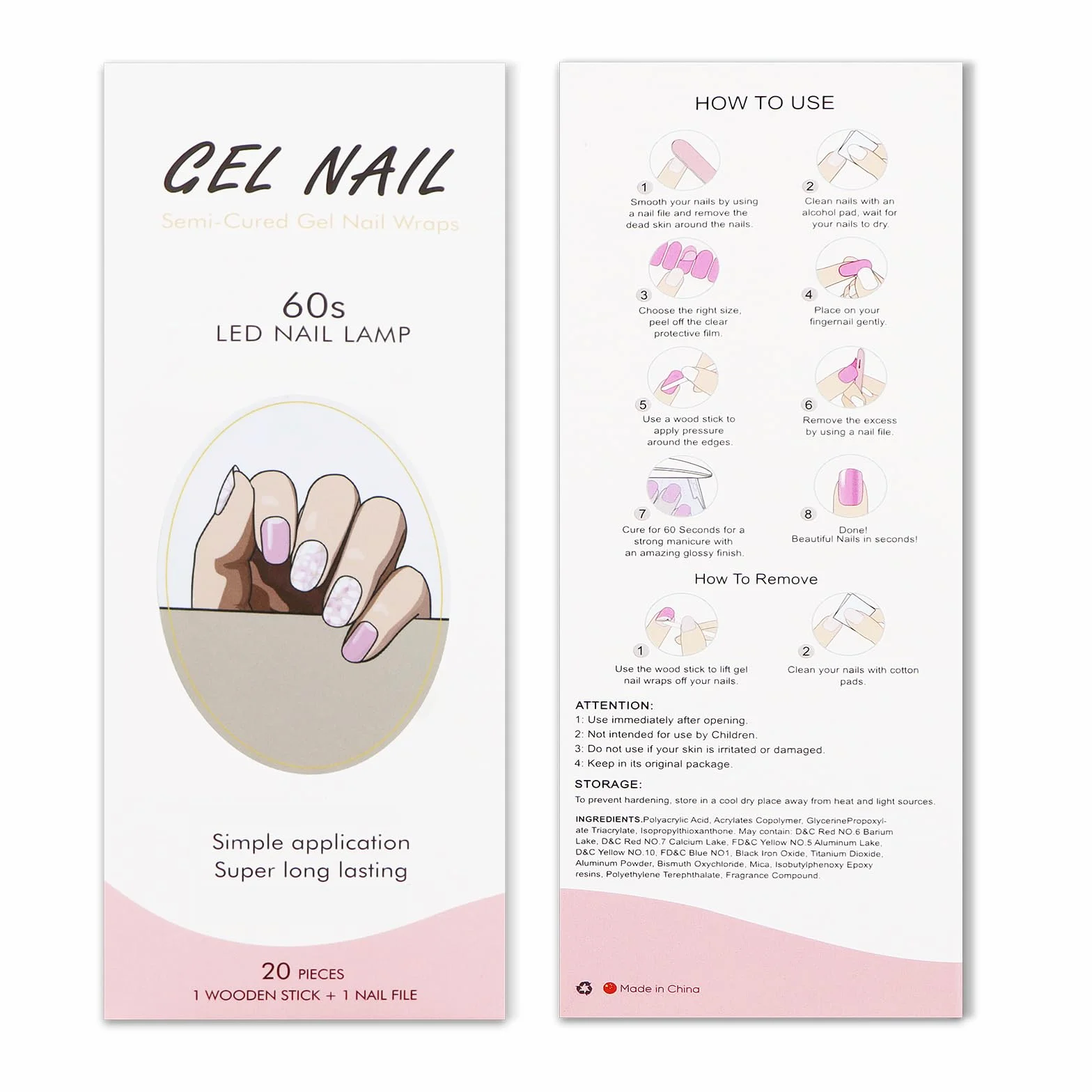 Autocollant Ongles Gel UV Fleur Nail Art Stickers Semi-durci Deco Manucure