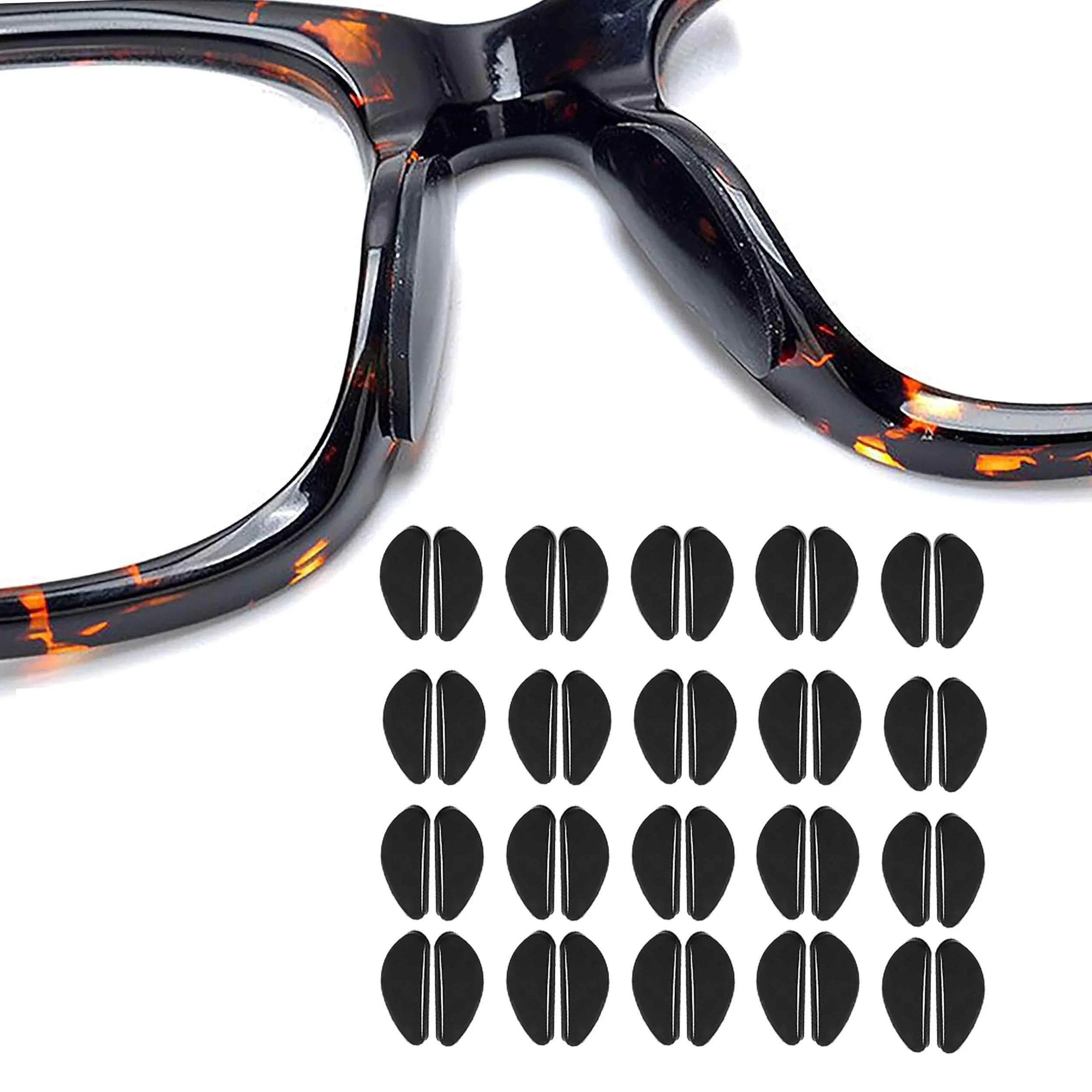 Plaquettes de Nez en Silicone Anti Glisse pour Lunettes, Coussinets Nez Adhésif Antidérapant