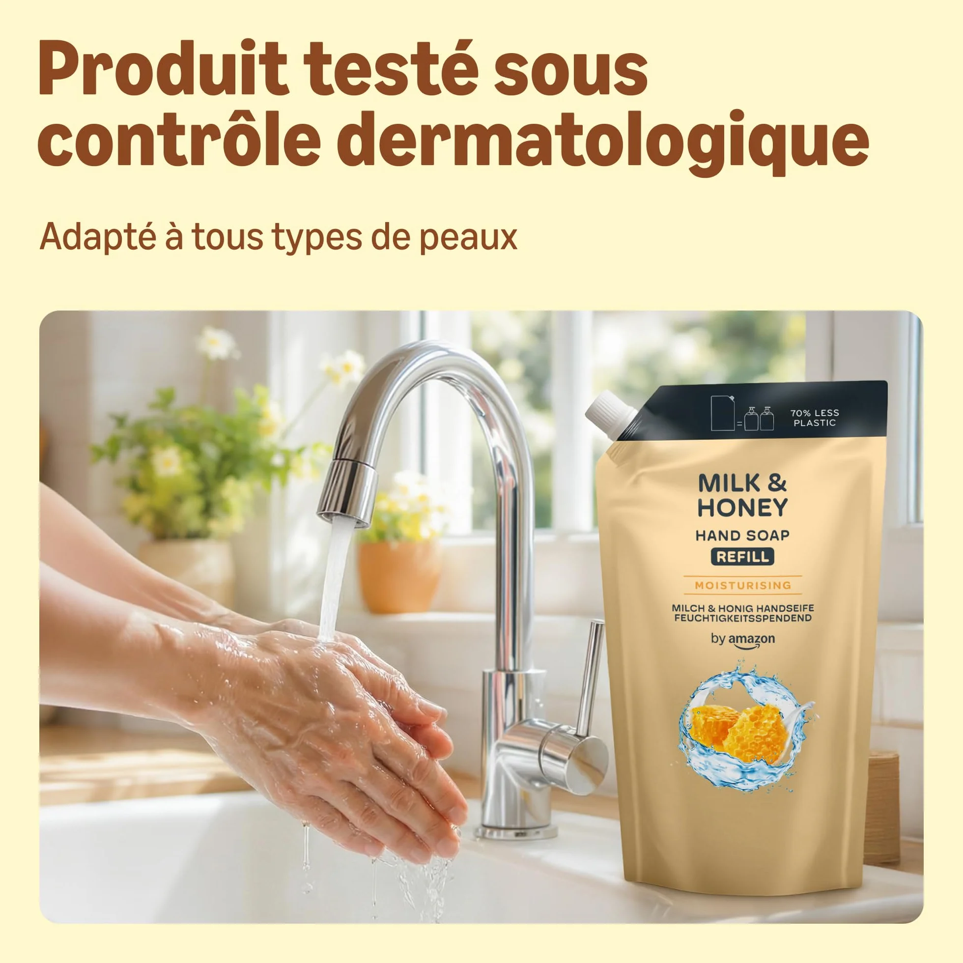 Amazon Savon pour les mains Lait et miel recharge 2 x 1 000 ml