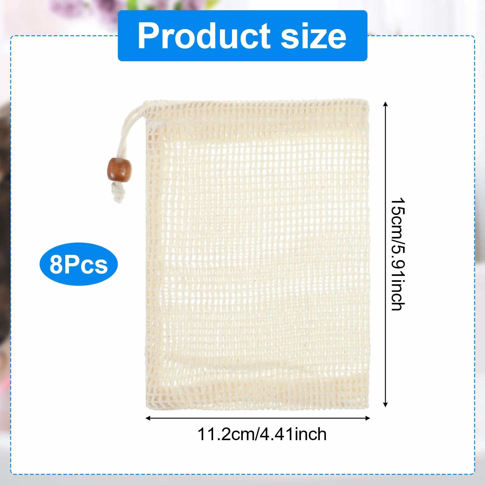 Lot de 8 Sachets à Savon en Sisal avec Cordon de Serrage Beige Naturel pour Savon Capillaire