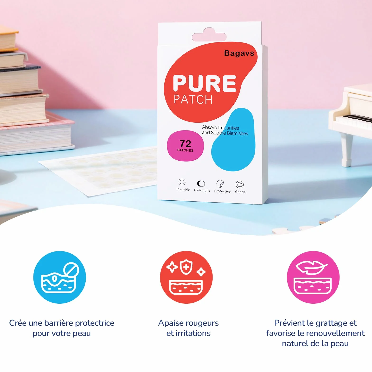 Patch Bouton Invisible Nuit & Jour Soin Visage Absorbe Impuretés Lisse Peau Technologie Hydrocolloïde Acide Salicylique 72 Patchs