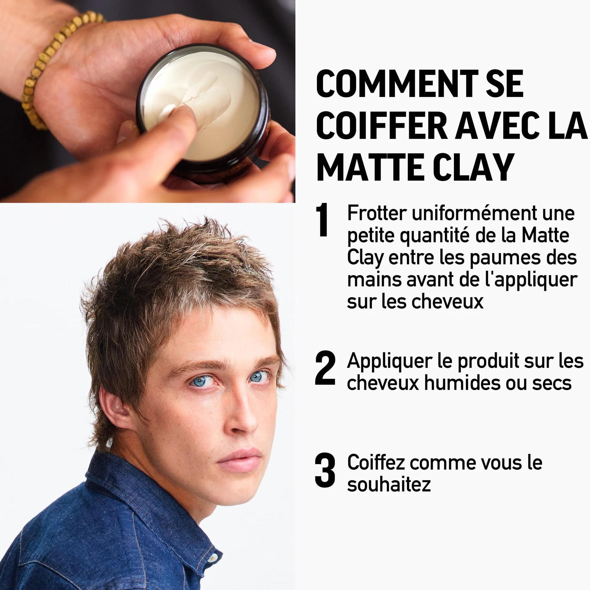 American Crew Matte Clay Cire Cheveux Homme Argile 85 g Fixation Moyenne Forte Fini Mat Soyeux Tous Types Cheveux