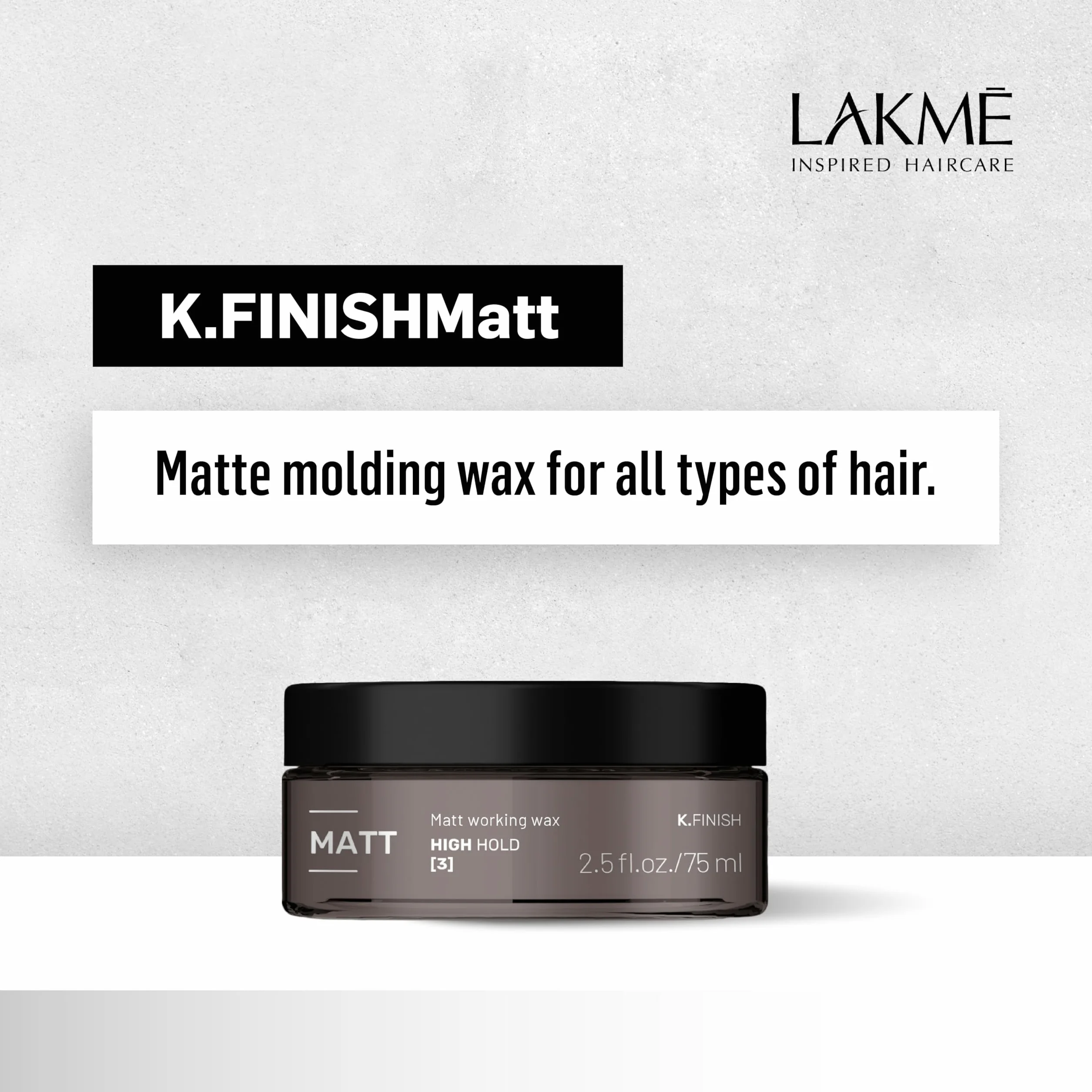 LAKMÉ K.Finish Cire coiffante mate pour cheveux, crème mate, forte tenue, finition mate, 2,5 ml
