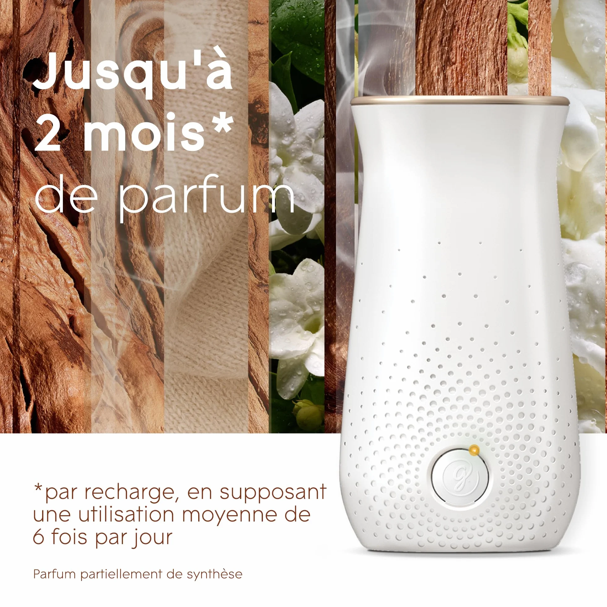 Glade Sense et Spray Diffuseur à Détection de Mouvement - Sensual Sandalwood & Jasmine - 1 Diffuseur et 3 Recharges 18ml