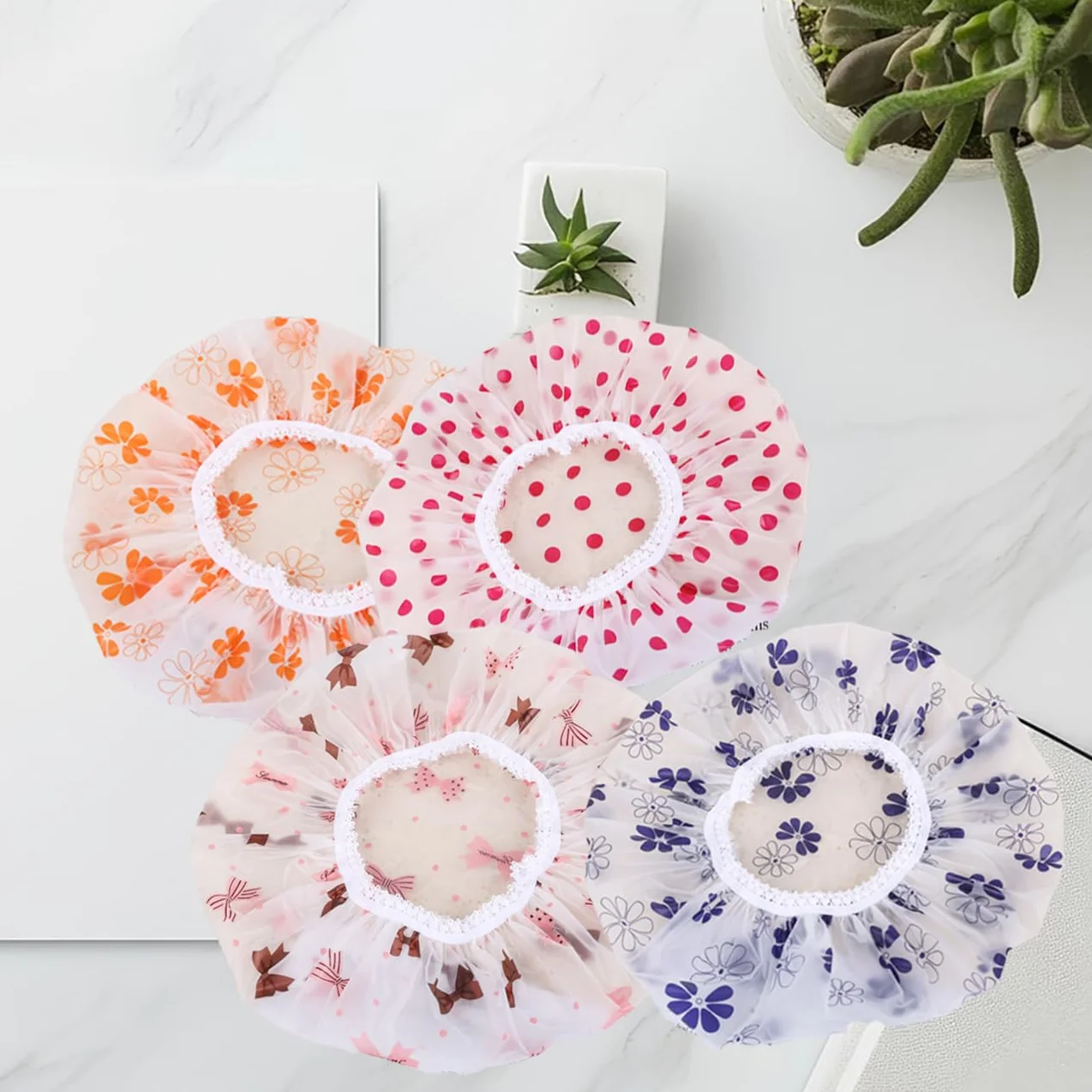 Bonnet de Douche Femme Imperméable Réutilisable 10 Pièces Bande Élastique SPA Salon