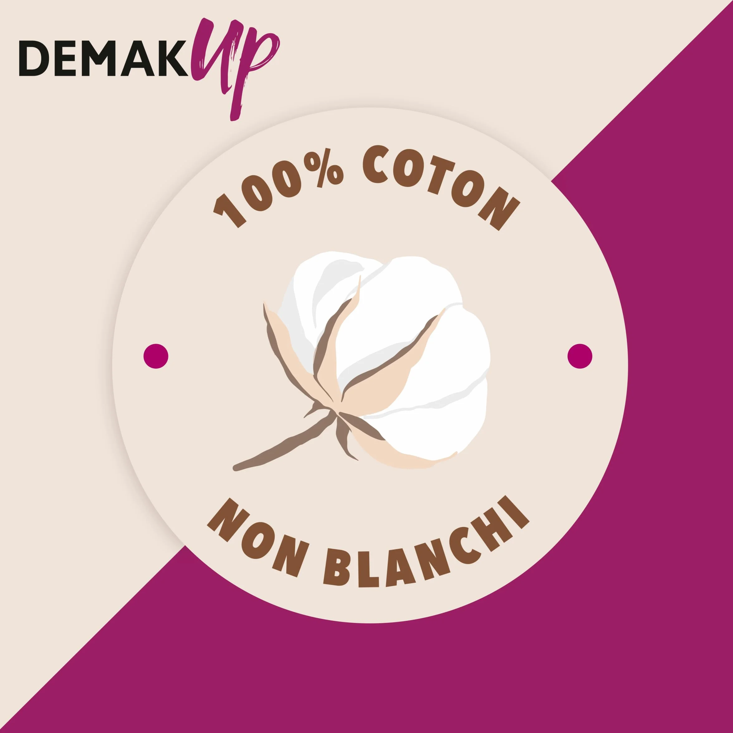 Demak'Up Expert Disques Cotons à Démaquiller 100% Fibres de Coton Naturelles, 108 Cotons