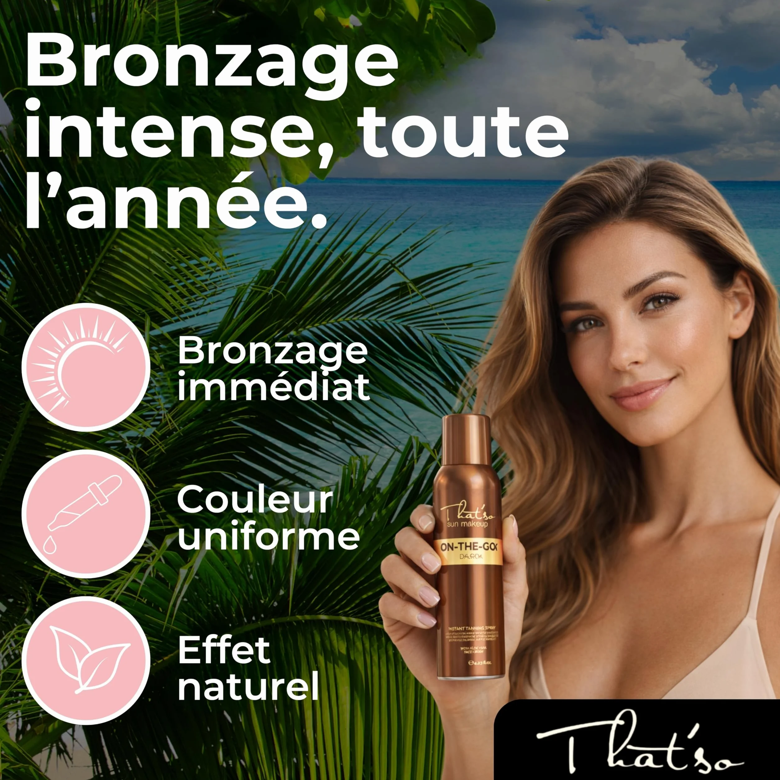 Spray Autobronzant Visage et Corps Dark 125ml Bronzage Instantané Naturel Effet Soleil Bronze DHA Longue Durée avec DHA Aloe Vera et Peptide Anti-Âge Teint Hâlé Uniforme Auto Bronzant Femme