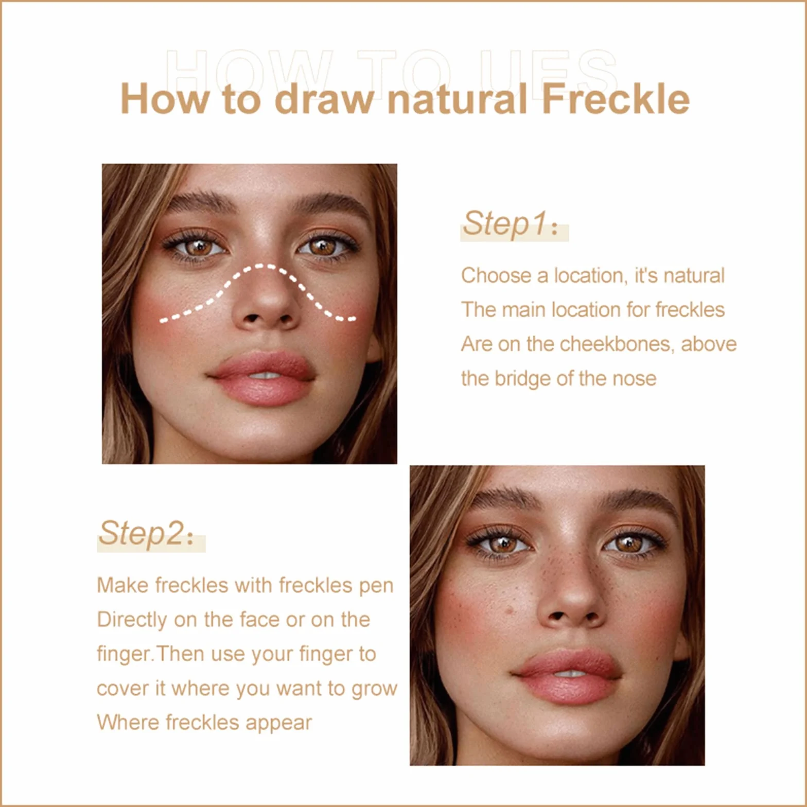 Stylo à taches de rousseur étanche naturel réaliste imperméable outil maquillage (01# marron clair)