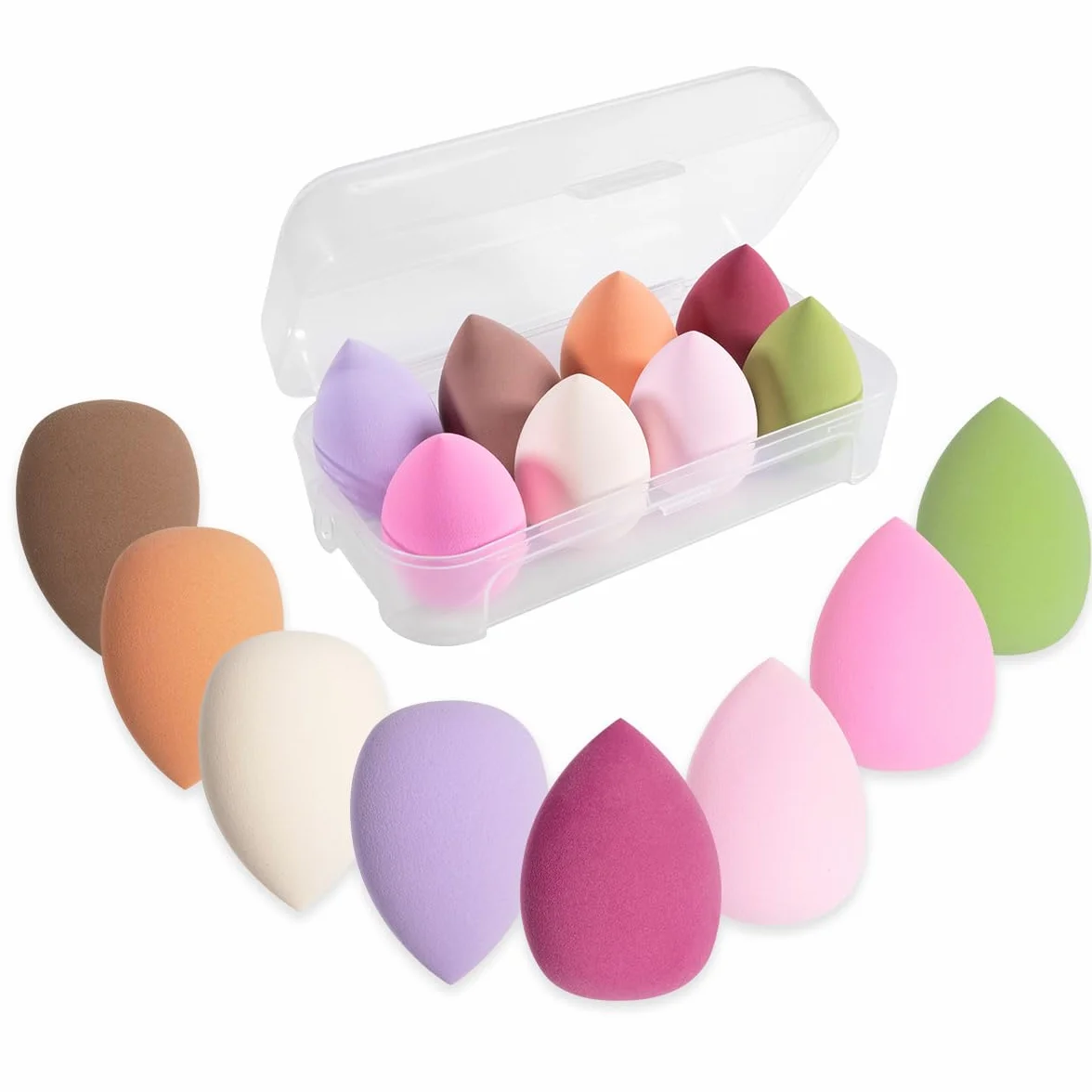 Set de 8 éponges de maquillage, éponge œuf large, poudre colorée, lavable, remplacement, fond de teint, crème solaire