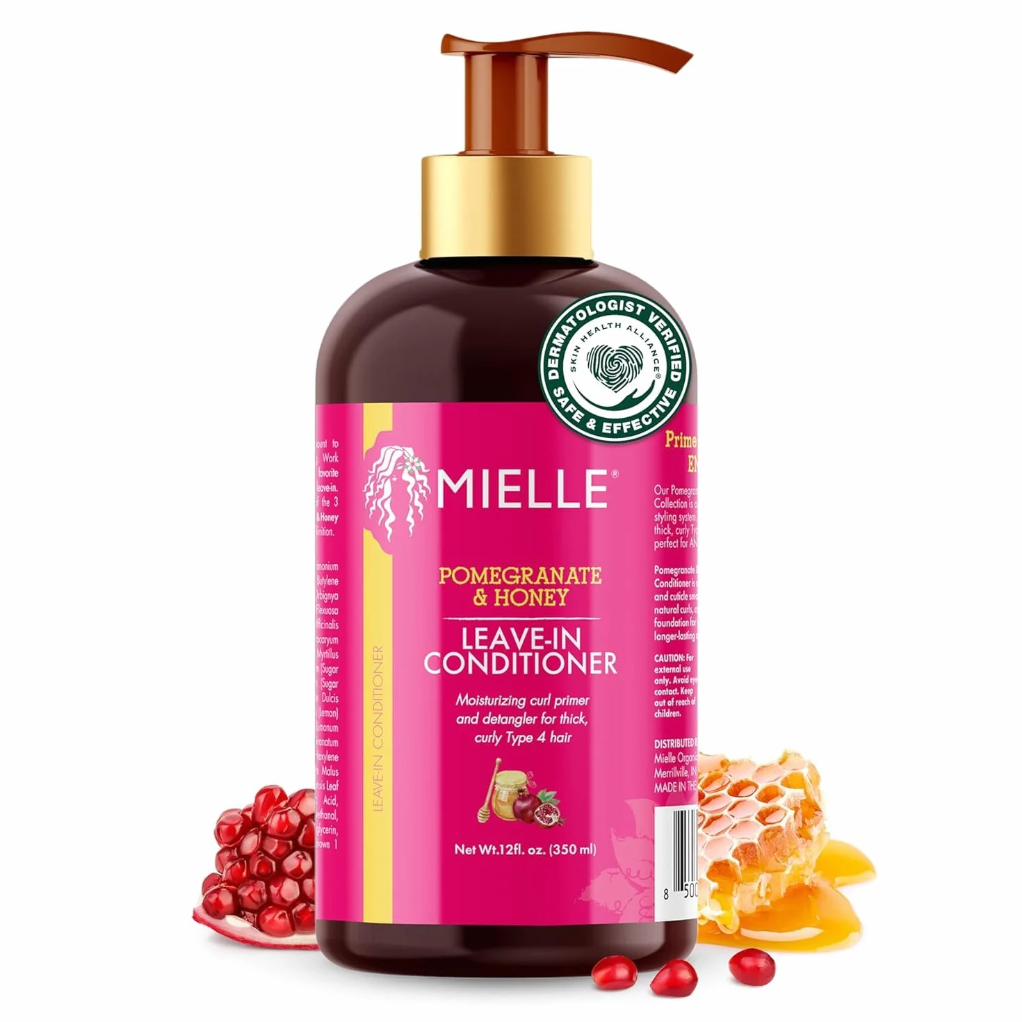 Mielle Organics Après-shampooing sans rinçage à la grenade et au miel pour cheveux de type 4, 12 oz