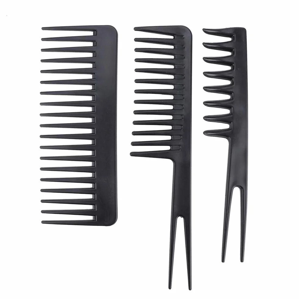 Peigne de coiffure homme 3 pièces fourchette teinture friser huile